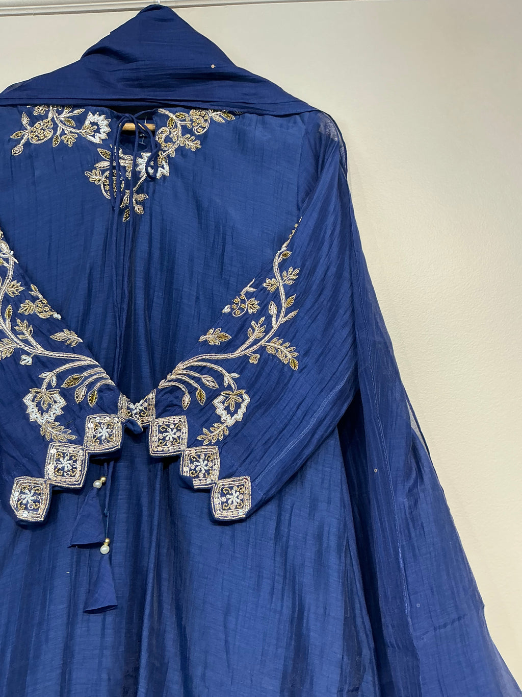 Royal Sapphire  Silverwork Mul Chanderi Suit