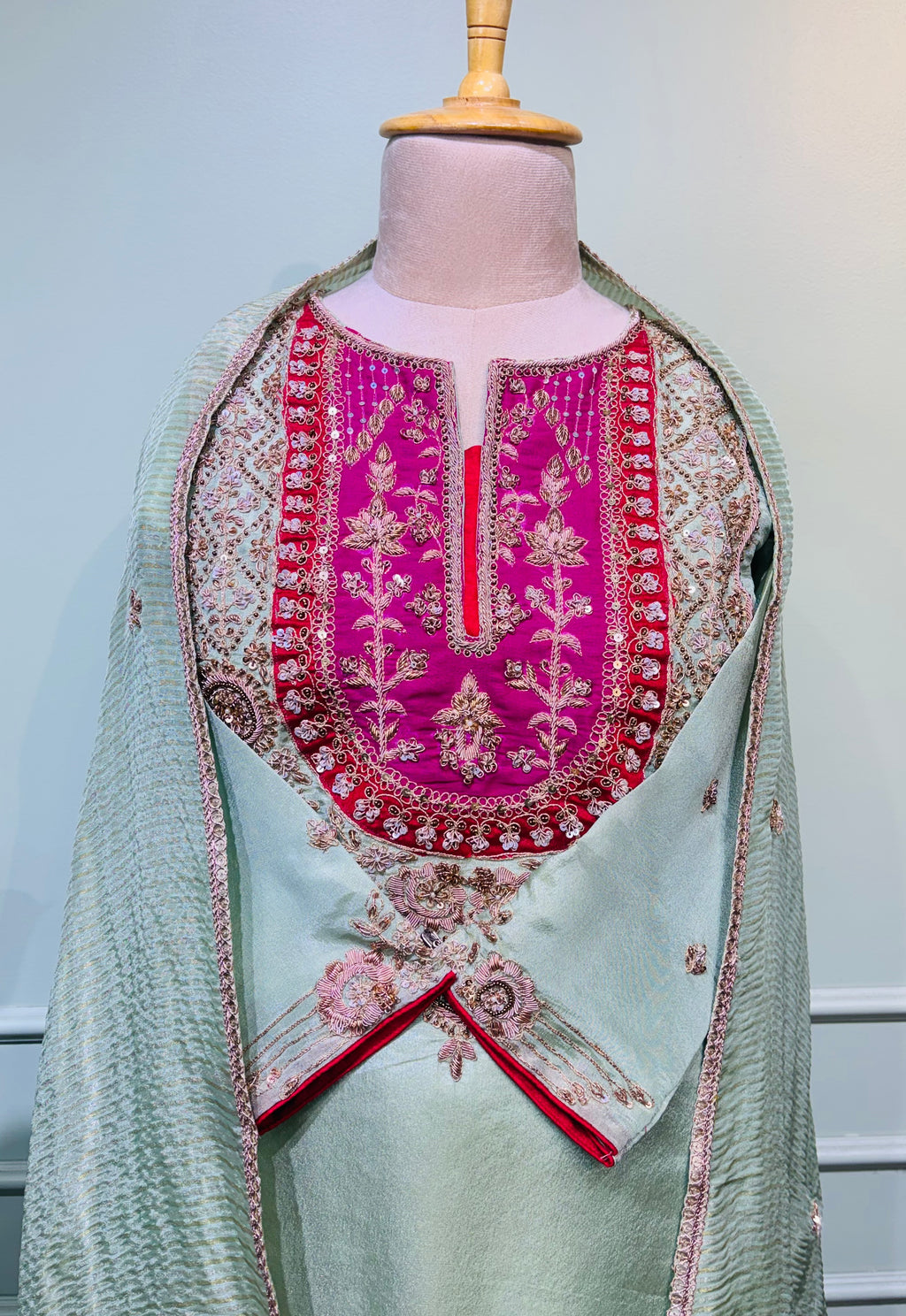 Pista Pink Zari Elegance