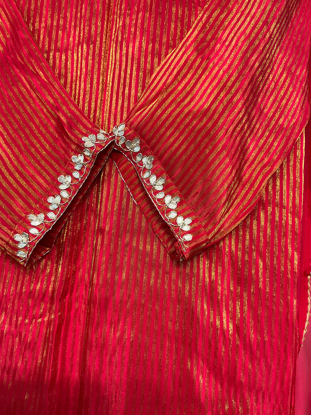 Red Gotta Zardozi Tissue Shimmer Suit