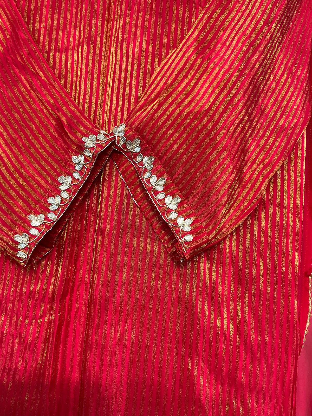 Red Gotta Zardozi Tissue Shimmer Suit