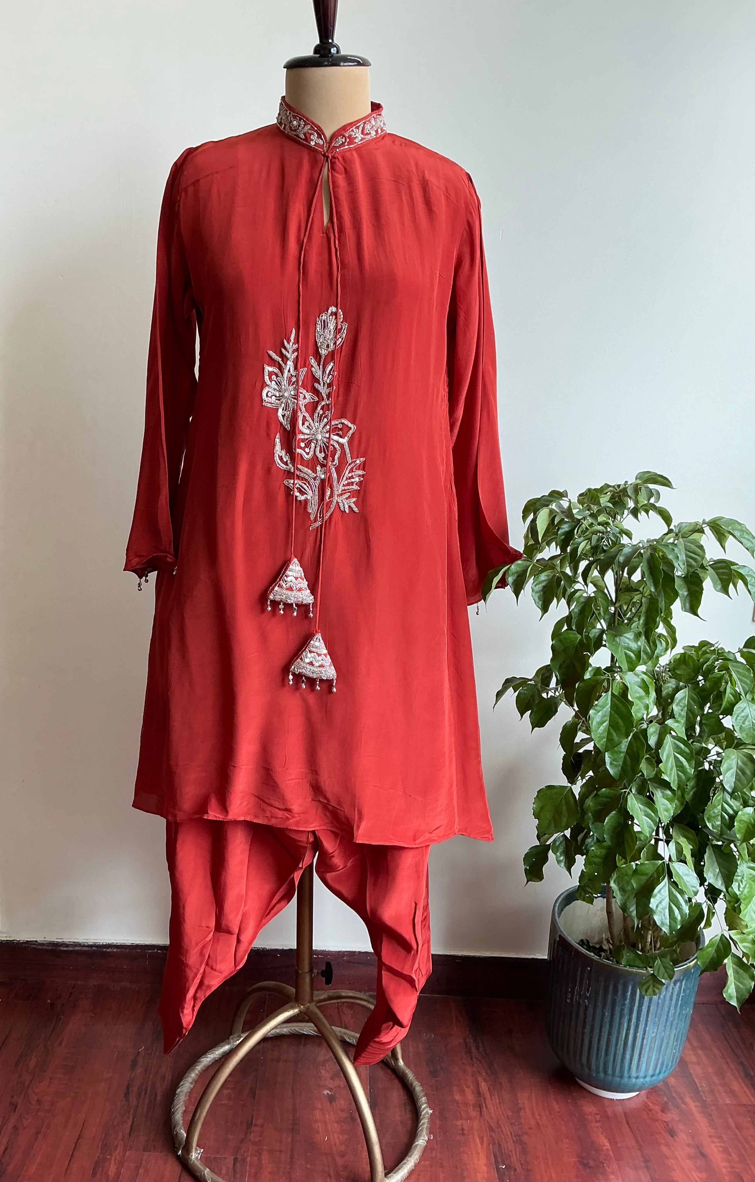 Crimson Red/Lavender Heirloom Farshi Salwar Suit Set