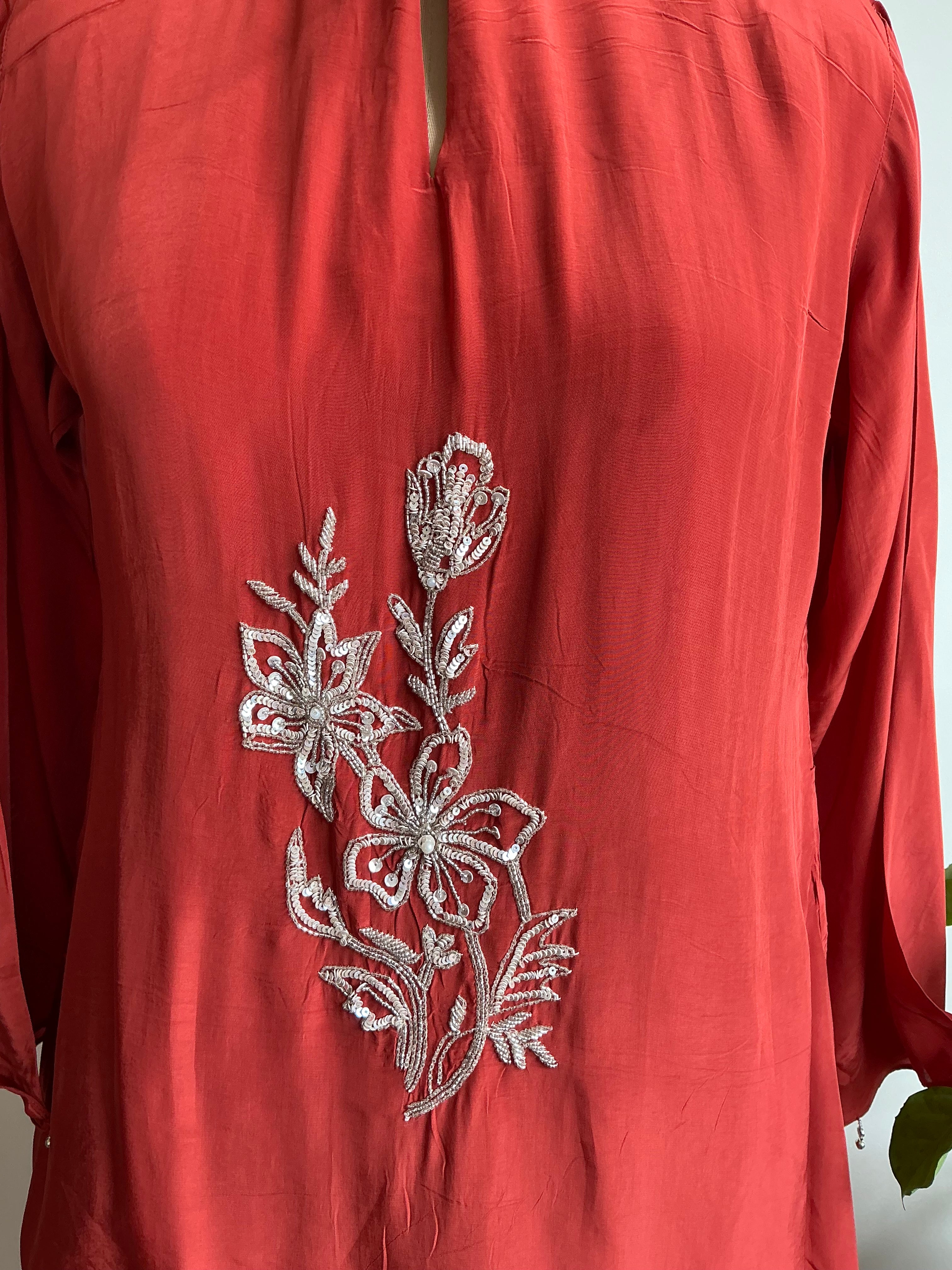 Crimson Red/Lavender Heirloom Farshi Salwar Suit Set