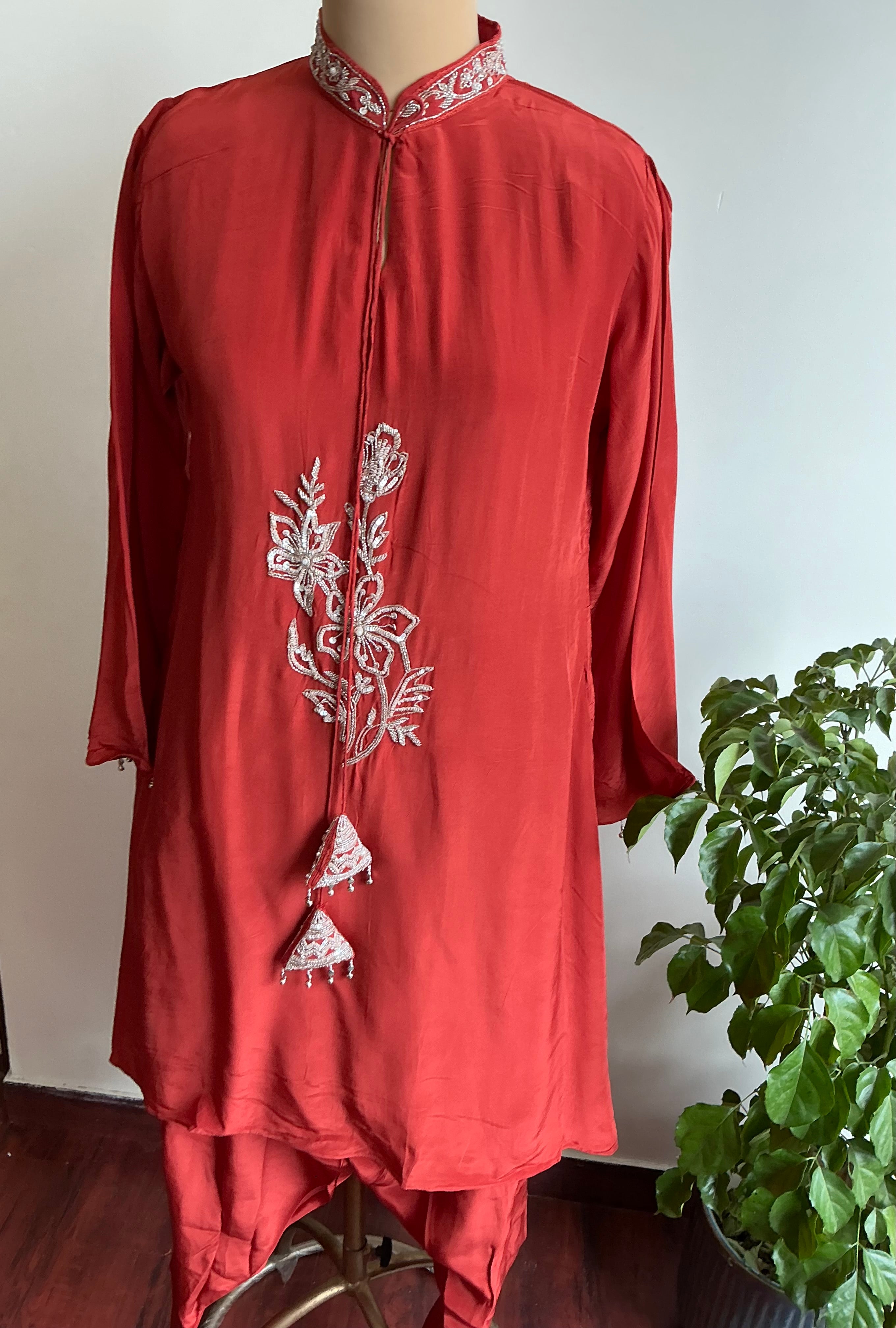 Crimson Red/Lavender Heirloom Farshi Salwar Suit Set