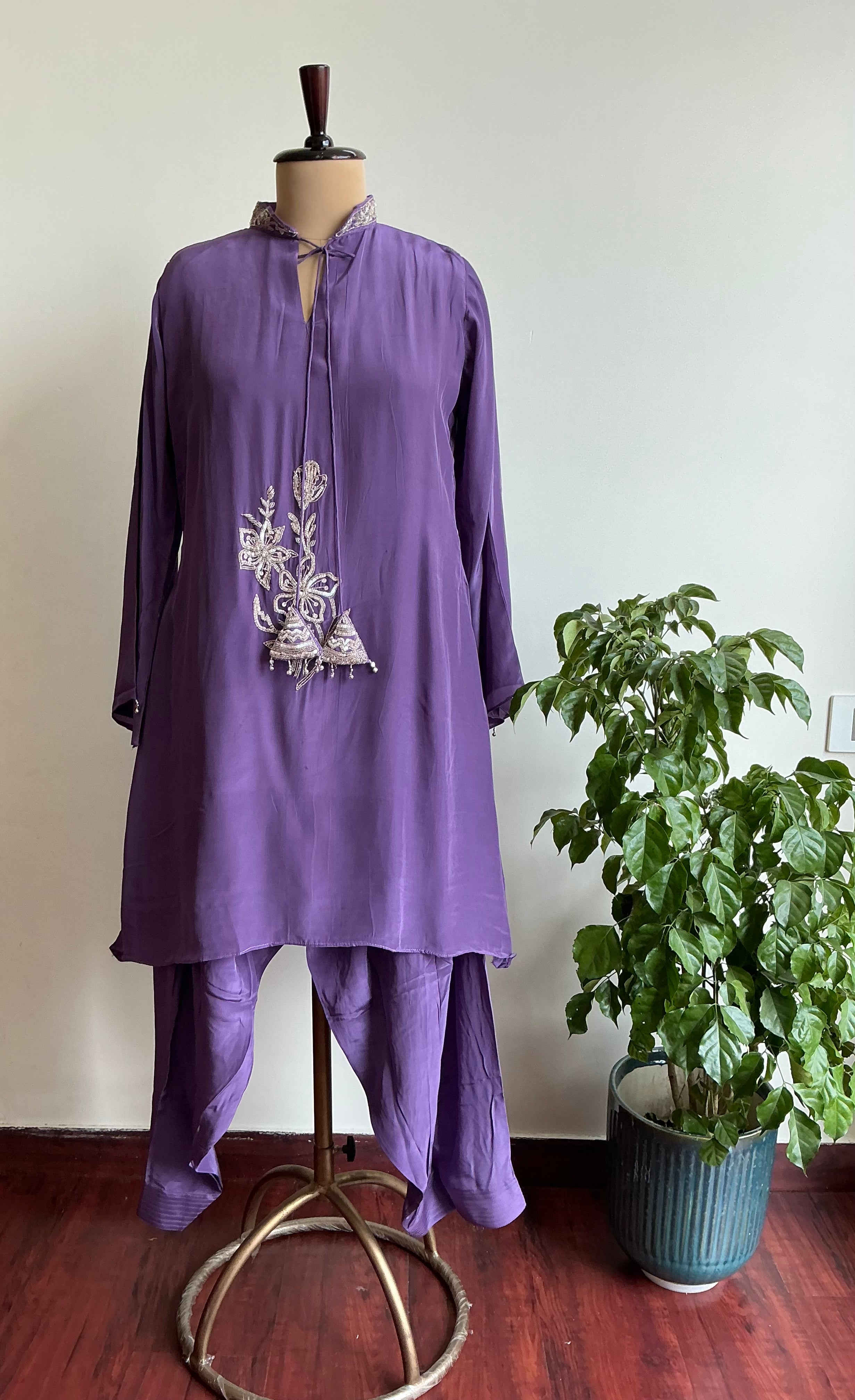 Crimson Red/Lavender Heirloom Farshi Salwar Suit Set