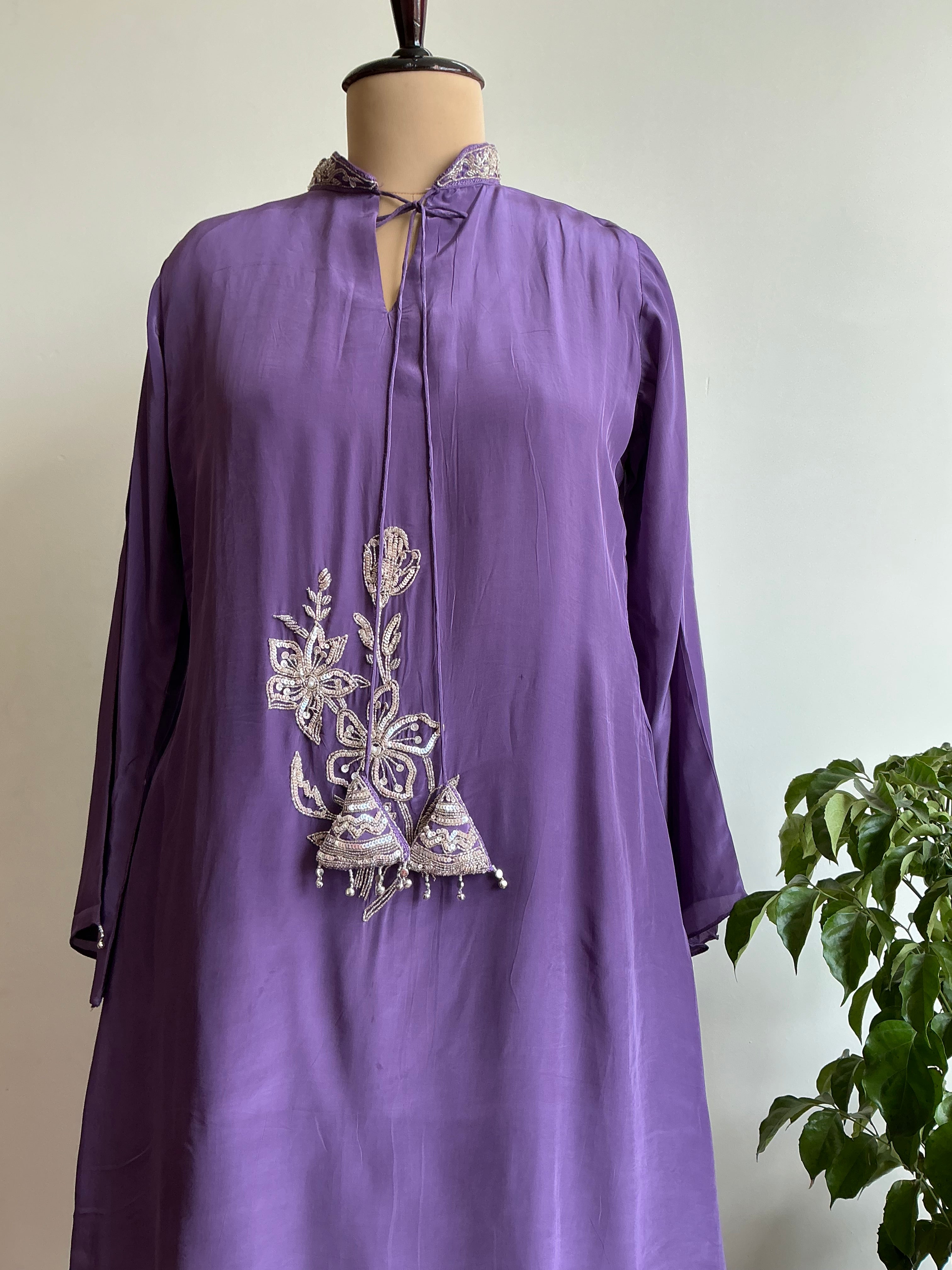 Crimson Red/Lavender Heirloom Farshi Salwar Suit Set