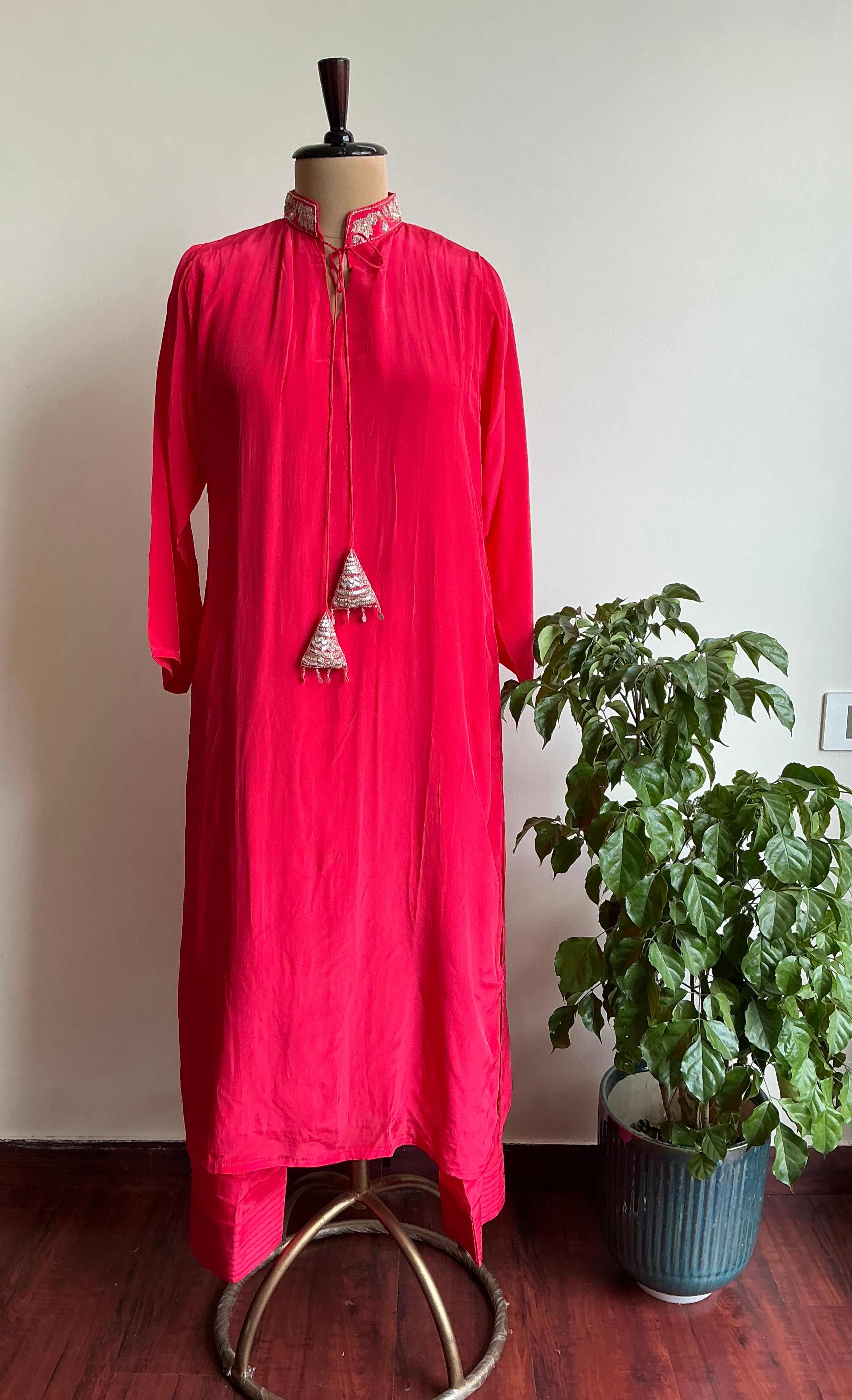 Scarlet Pink / Amber Yellow Farshi Salwar Set