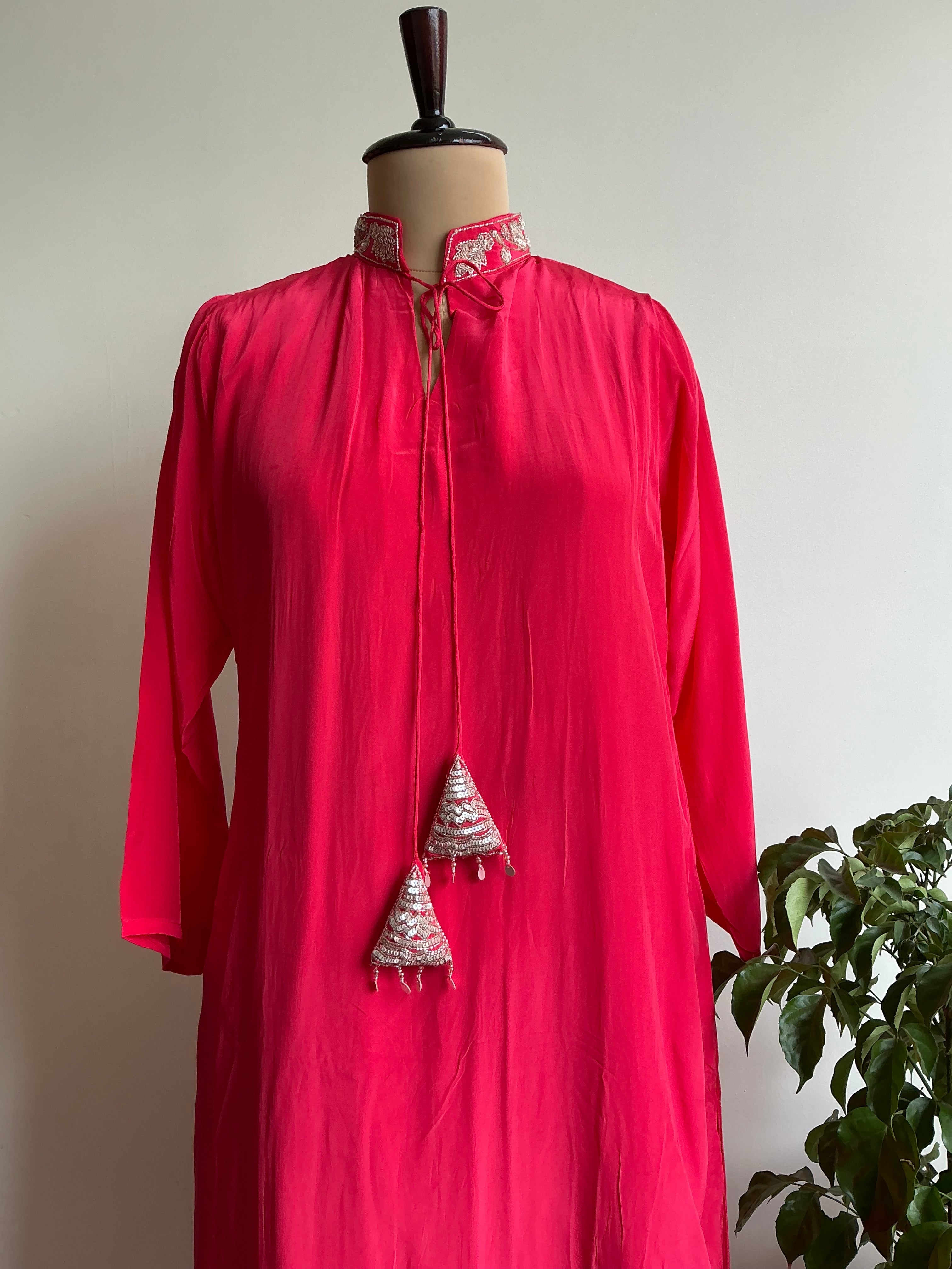 Scarlet Pink / Amber Yellow Farshi Salwar Set