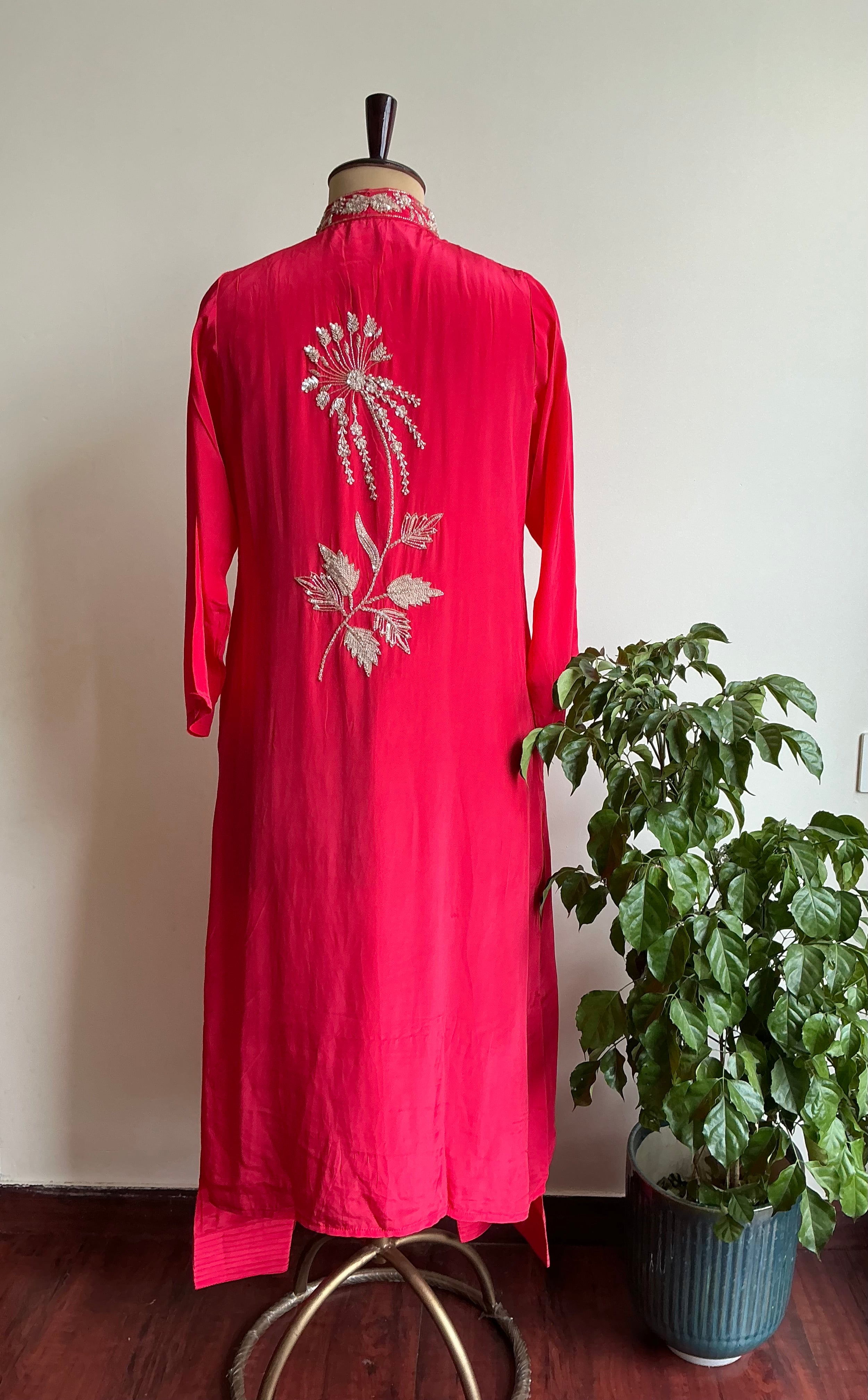 Scarlet Pink / Amber Yellow Farshi Salwar Set