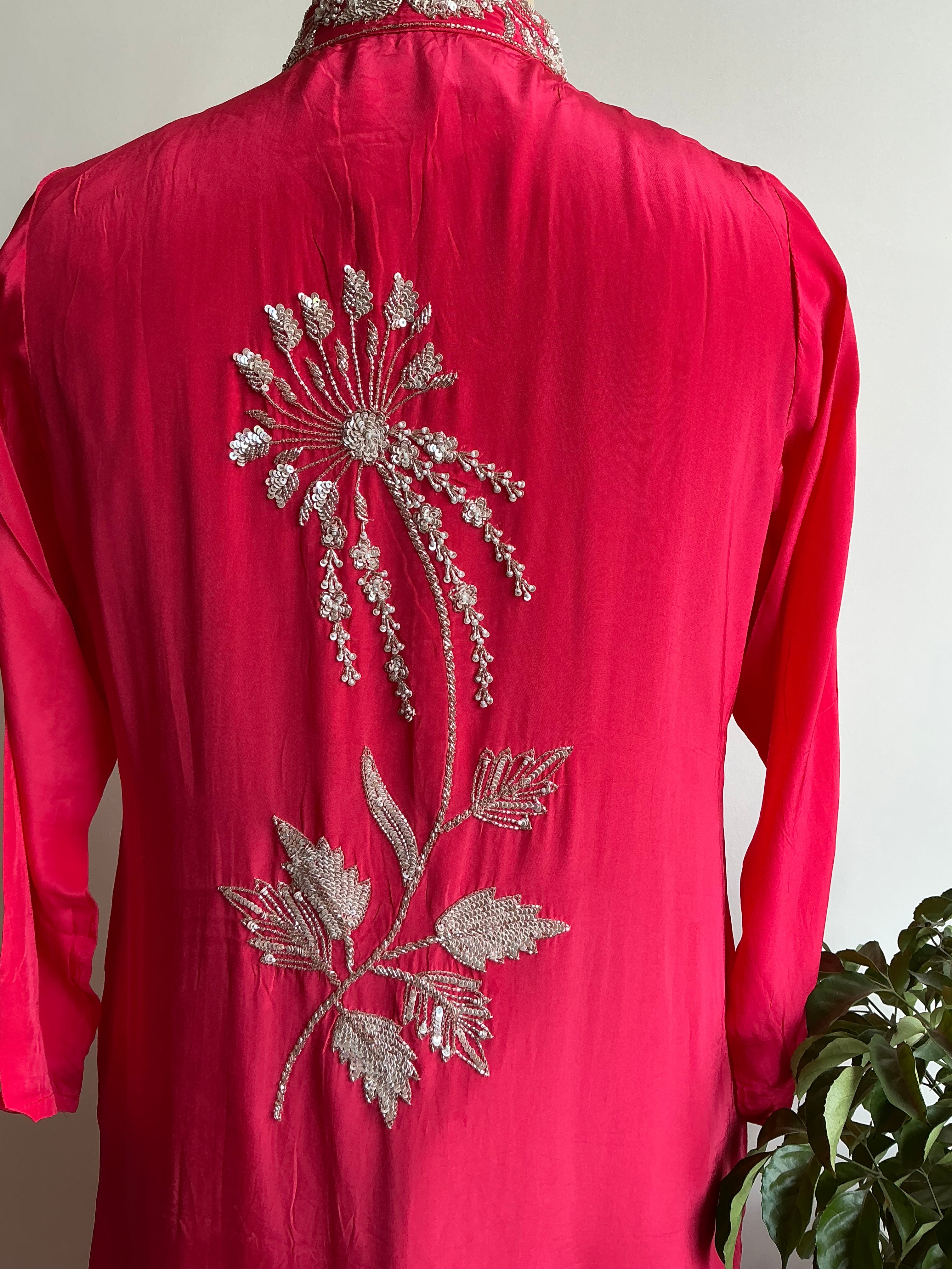 Scarlet Pink / Amber Yellow Farshi Salwar Set
