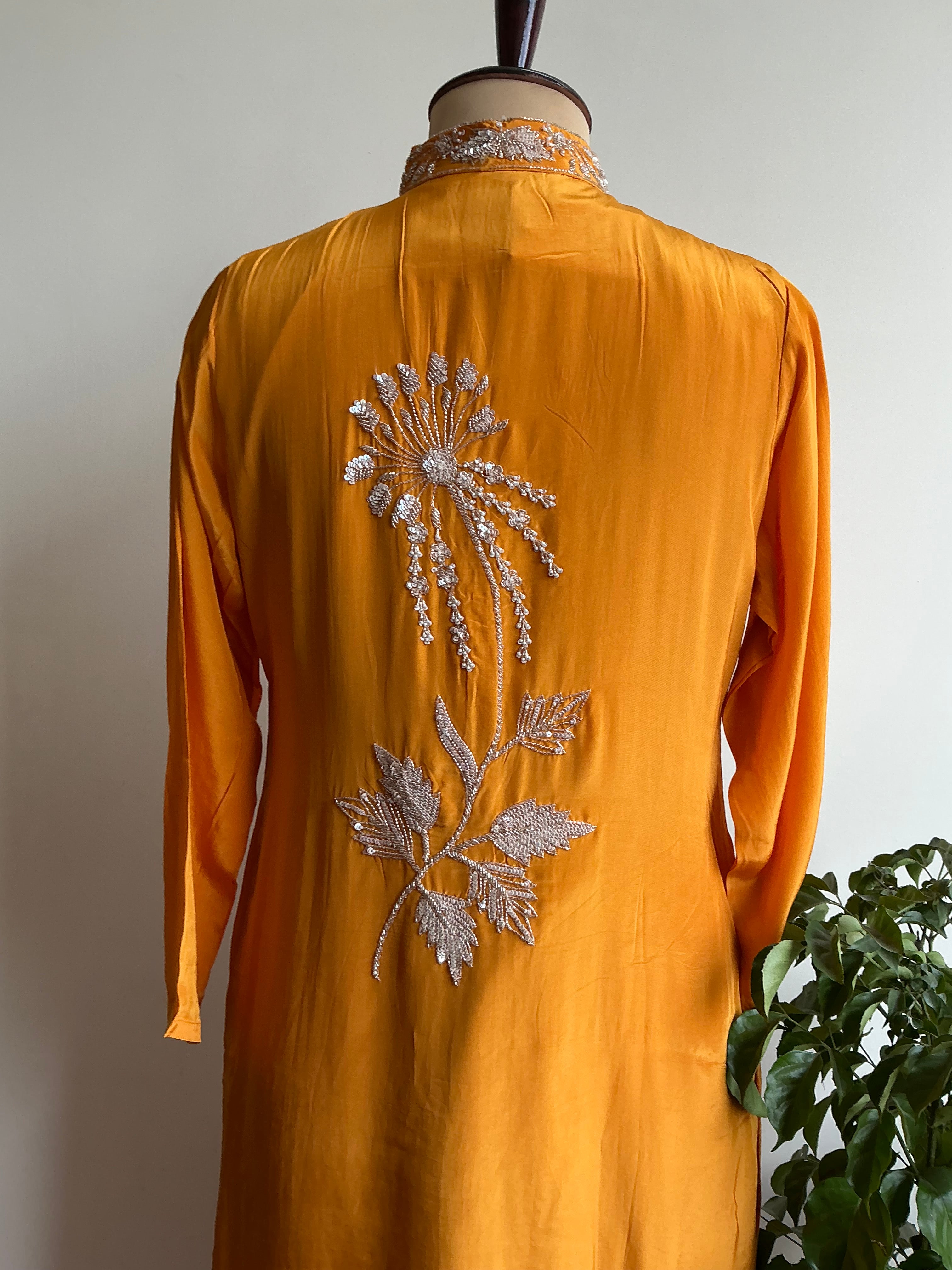 Scarlet Pink / Amber Yellow Farshi Salwar Set