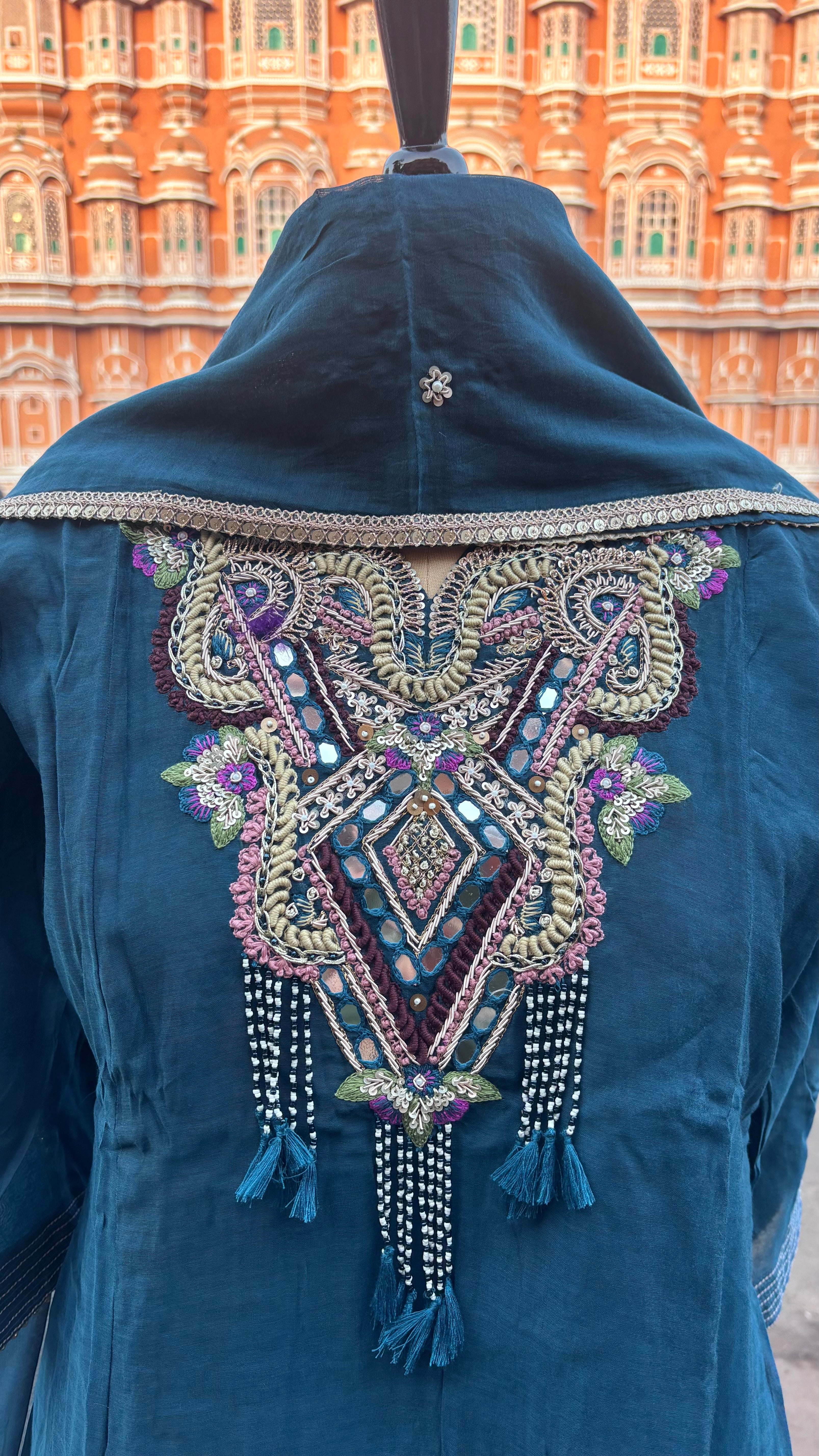 Teal Hand work Suit Set