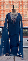 Teal Hand work Suit Set