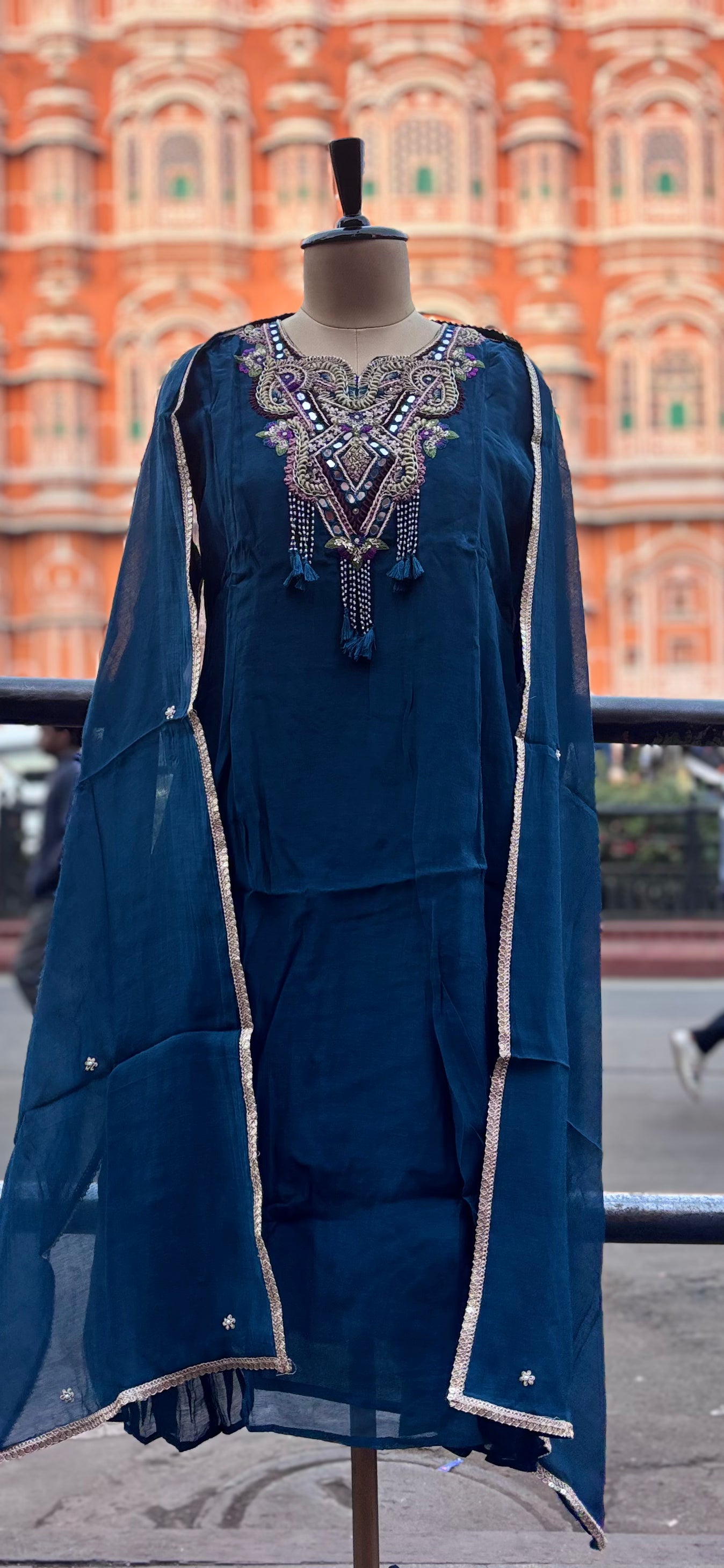 Teal Hand work Suit Set