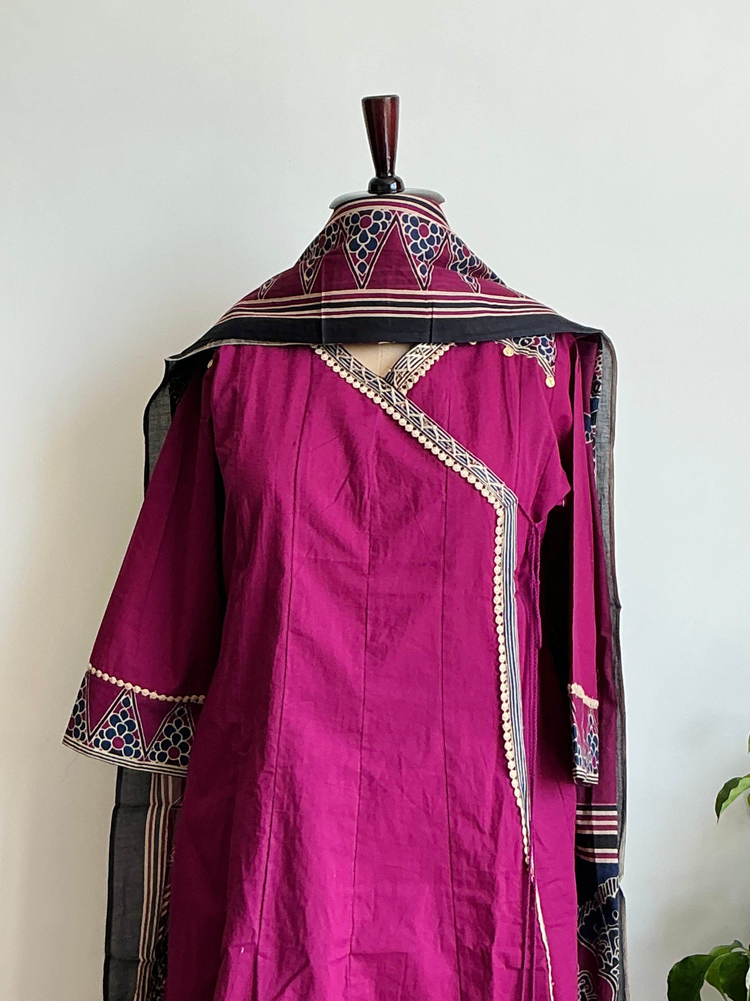 Wine Vibe Cotton A- Line Suit