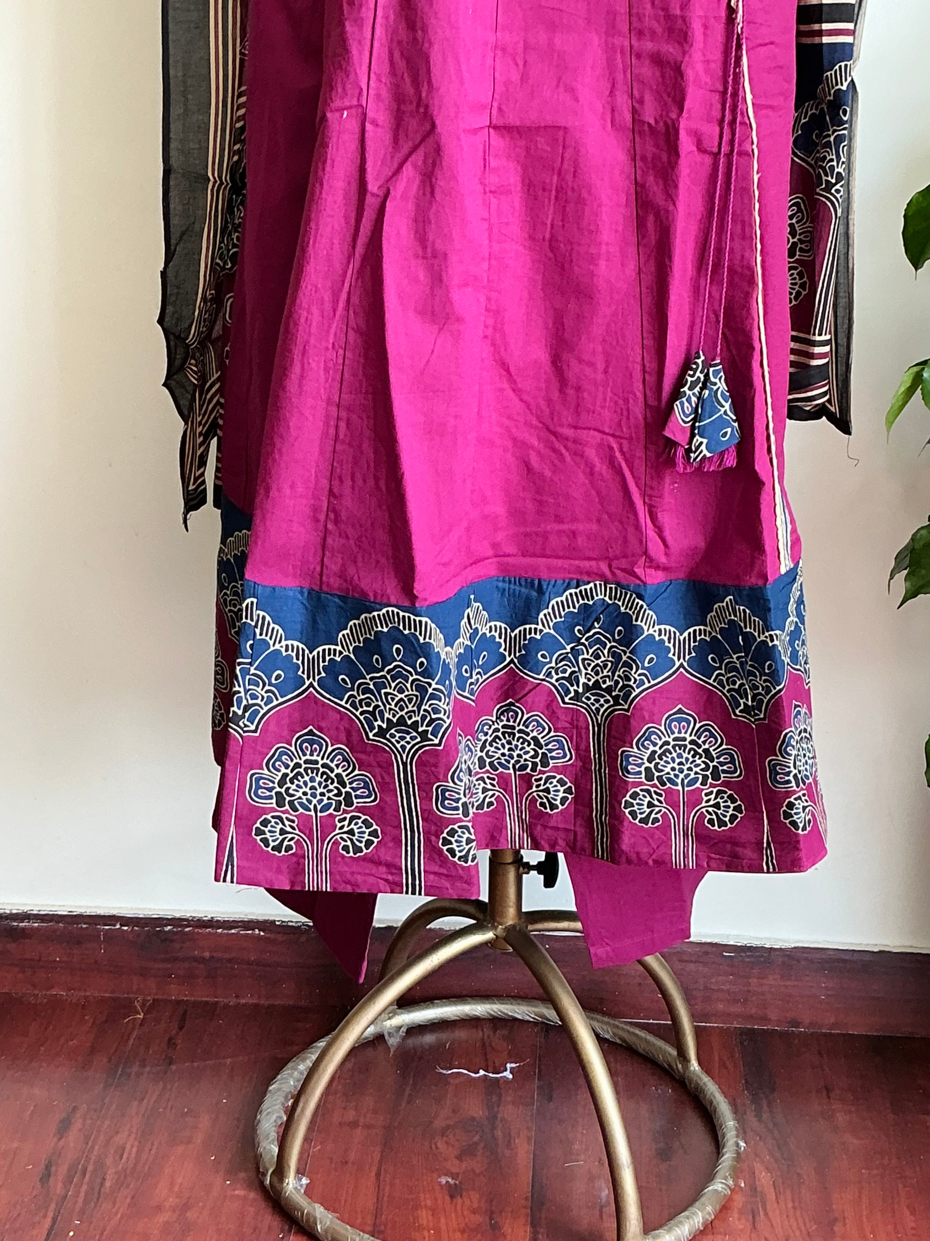 Wine Vibe Cotton A- Line Suit