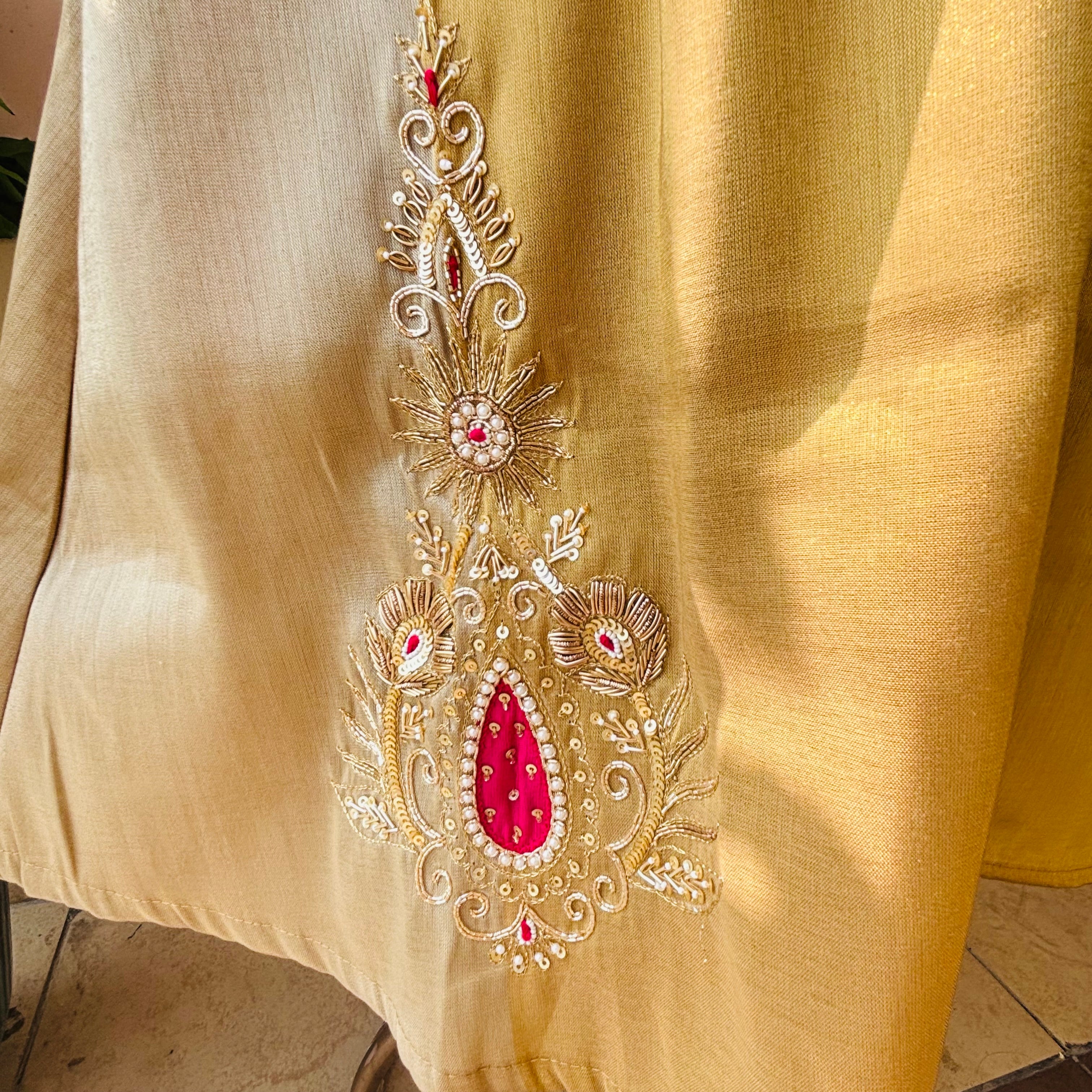Golden Gulab Anarkali Set