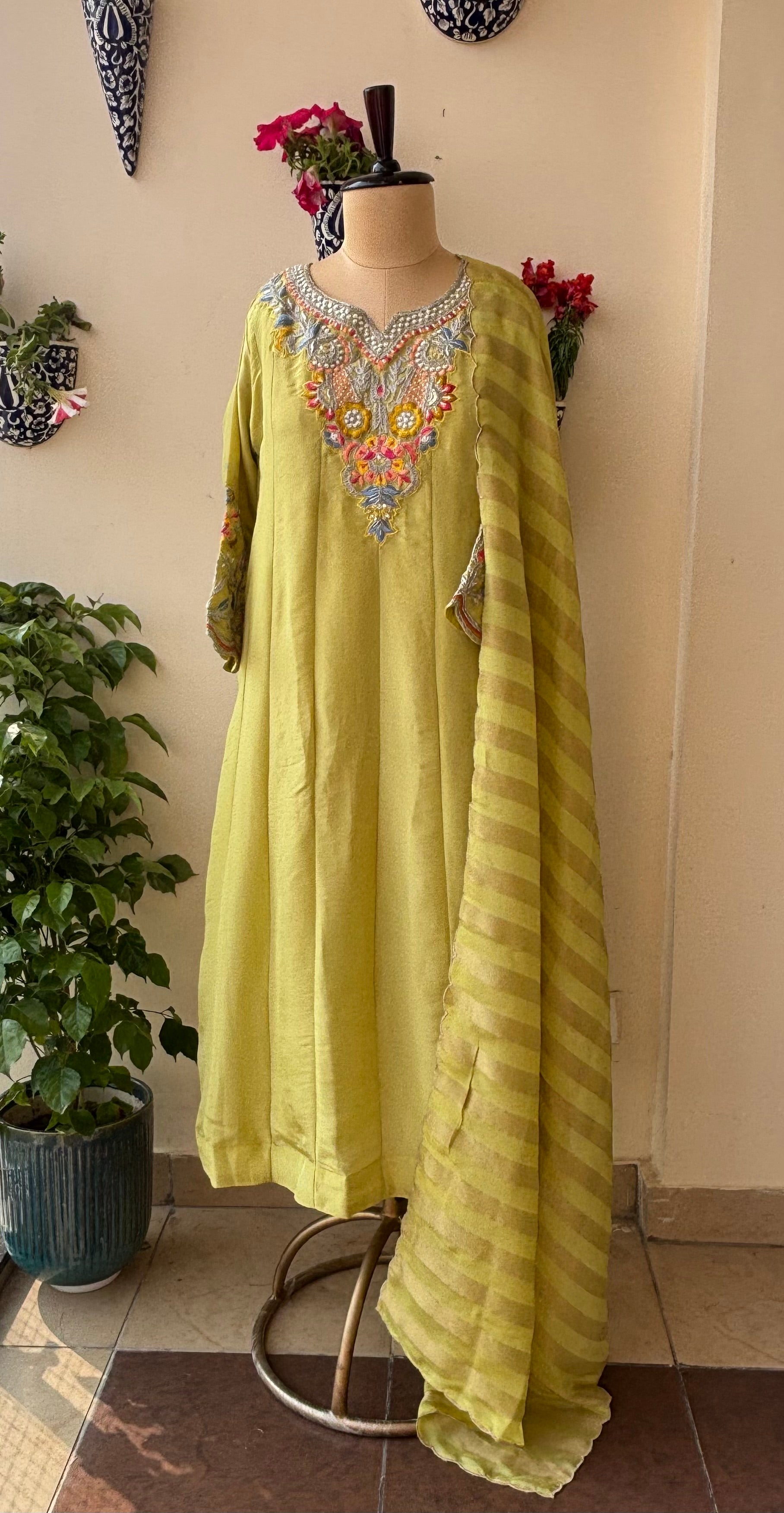 Pista Noor Anarkali Set