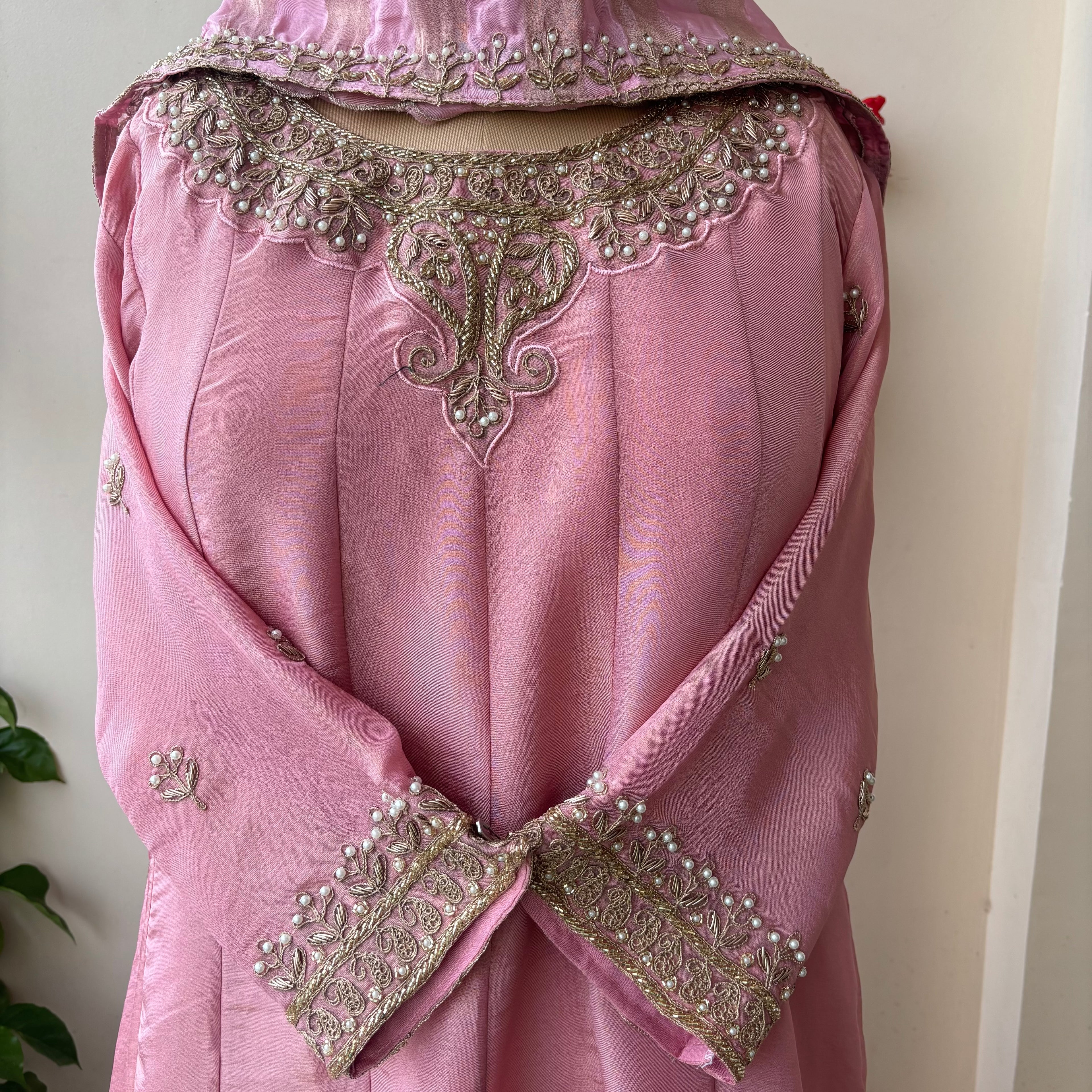 Rose Tissue Shimmer Anarkali Suit Set