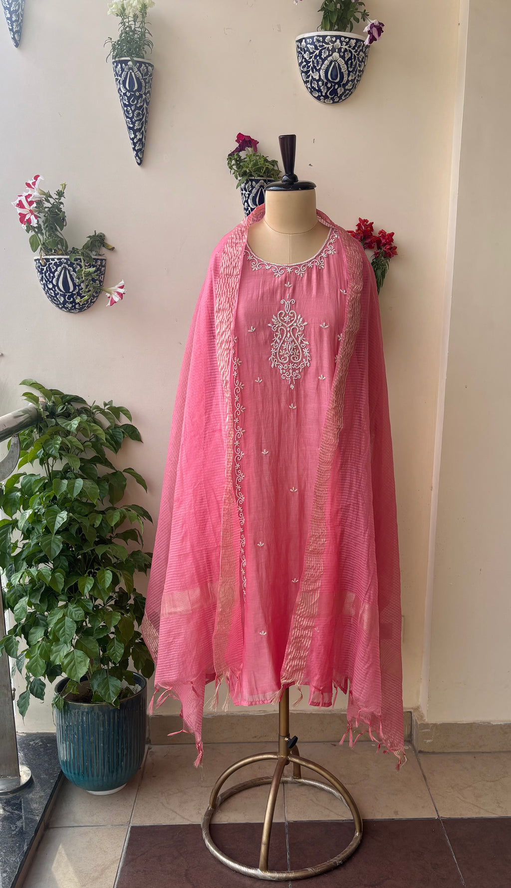 Blush Rose Pearl Kotta Doriya Dupaata Suit Set