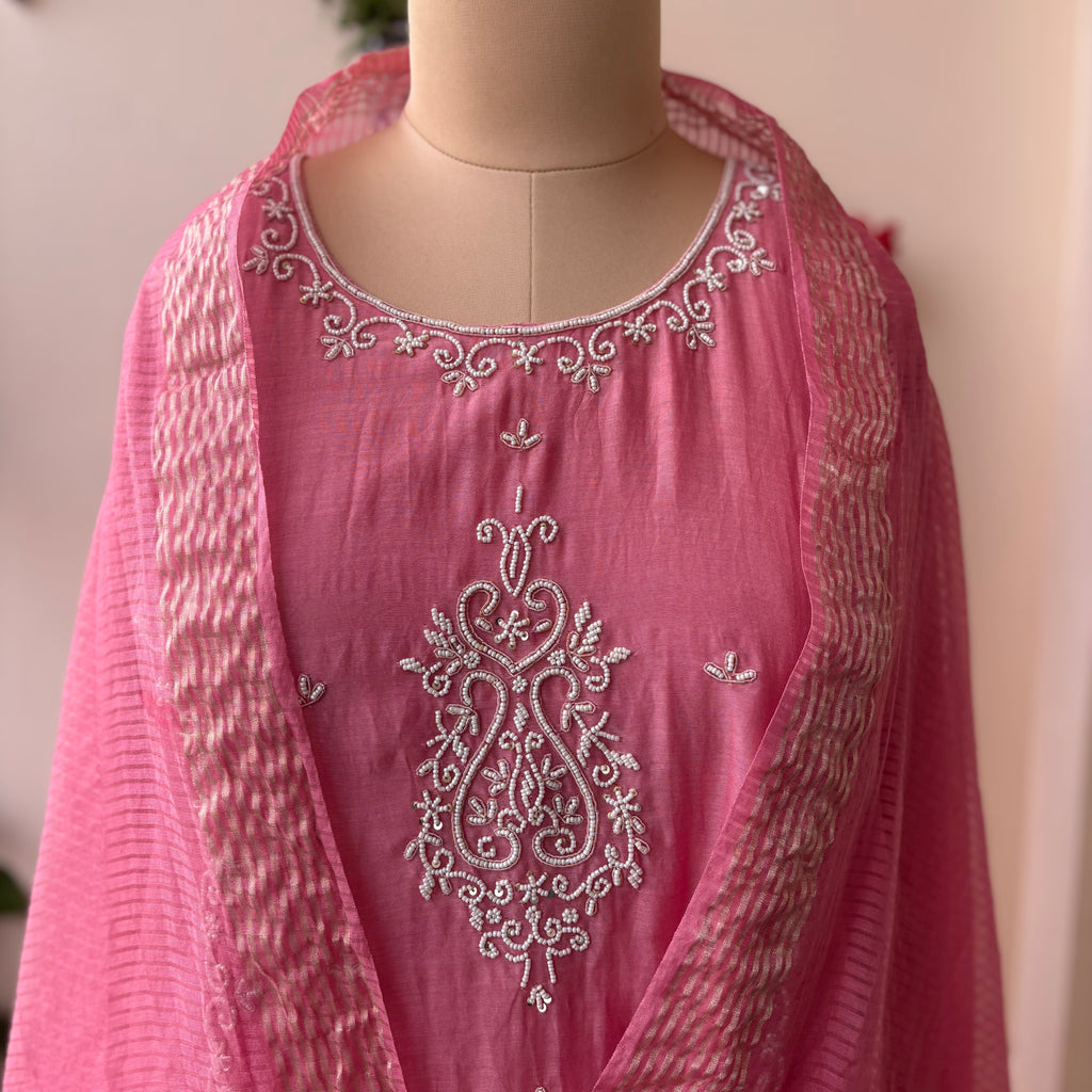 Blush Rose Pearl Kotta Doriya Dupaata Suit Set