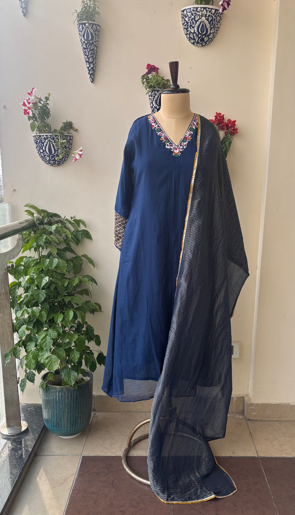 Blue Signature Zari Suit Set