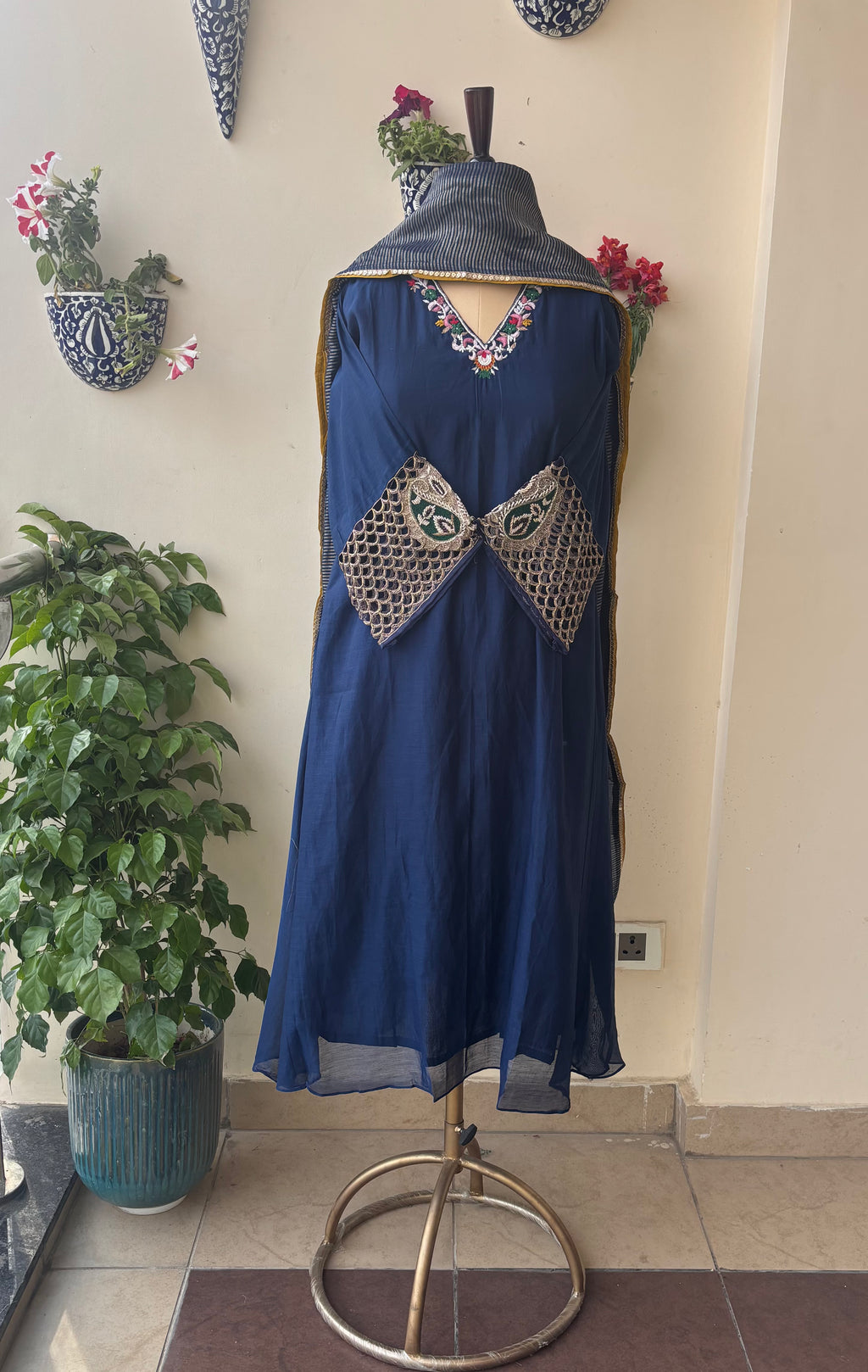 Blue Signature Zari Suit Set