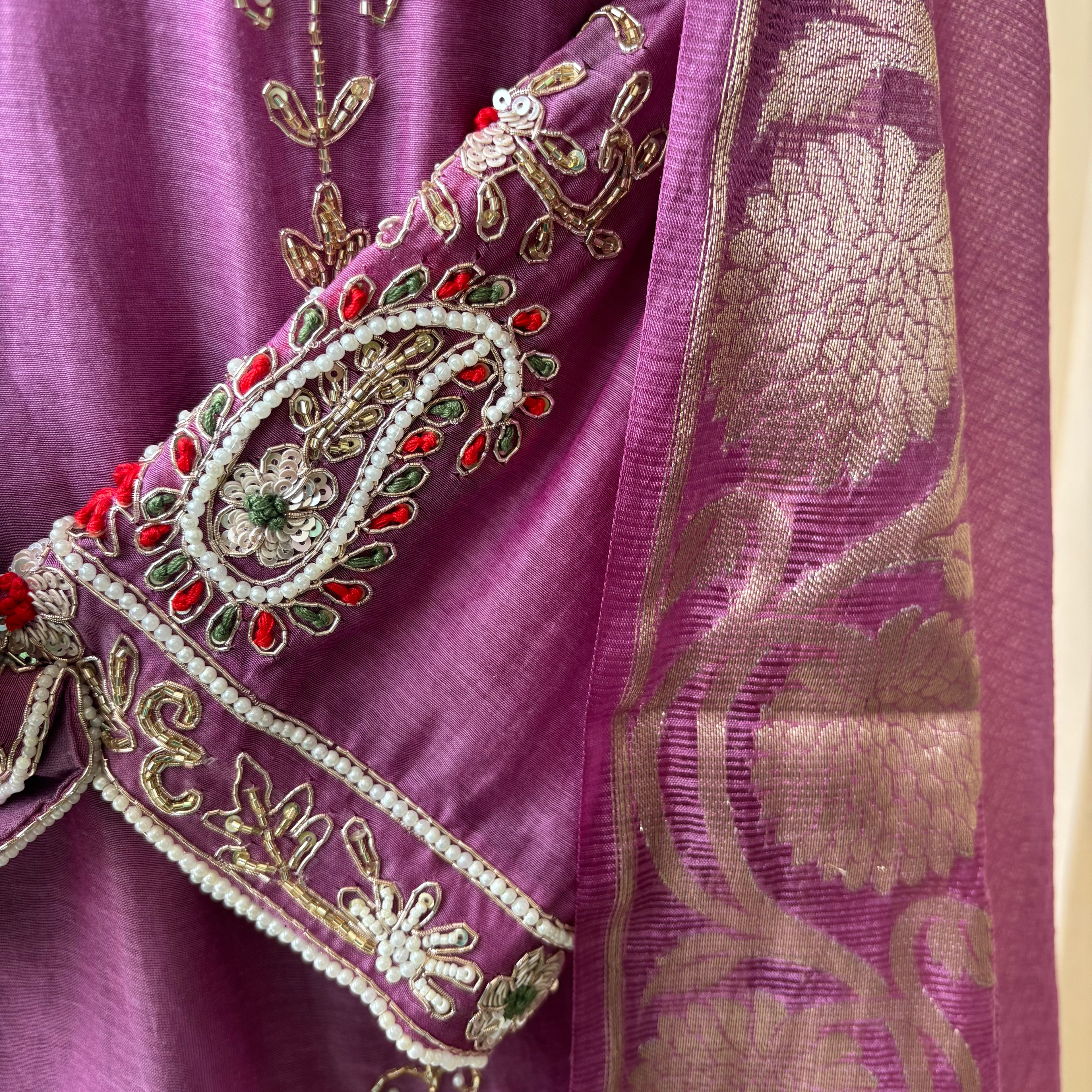 Lilac Chanderi Kotta Doriya Suit Set