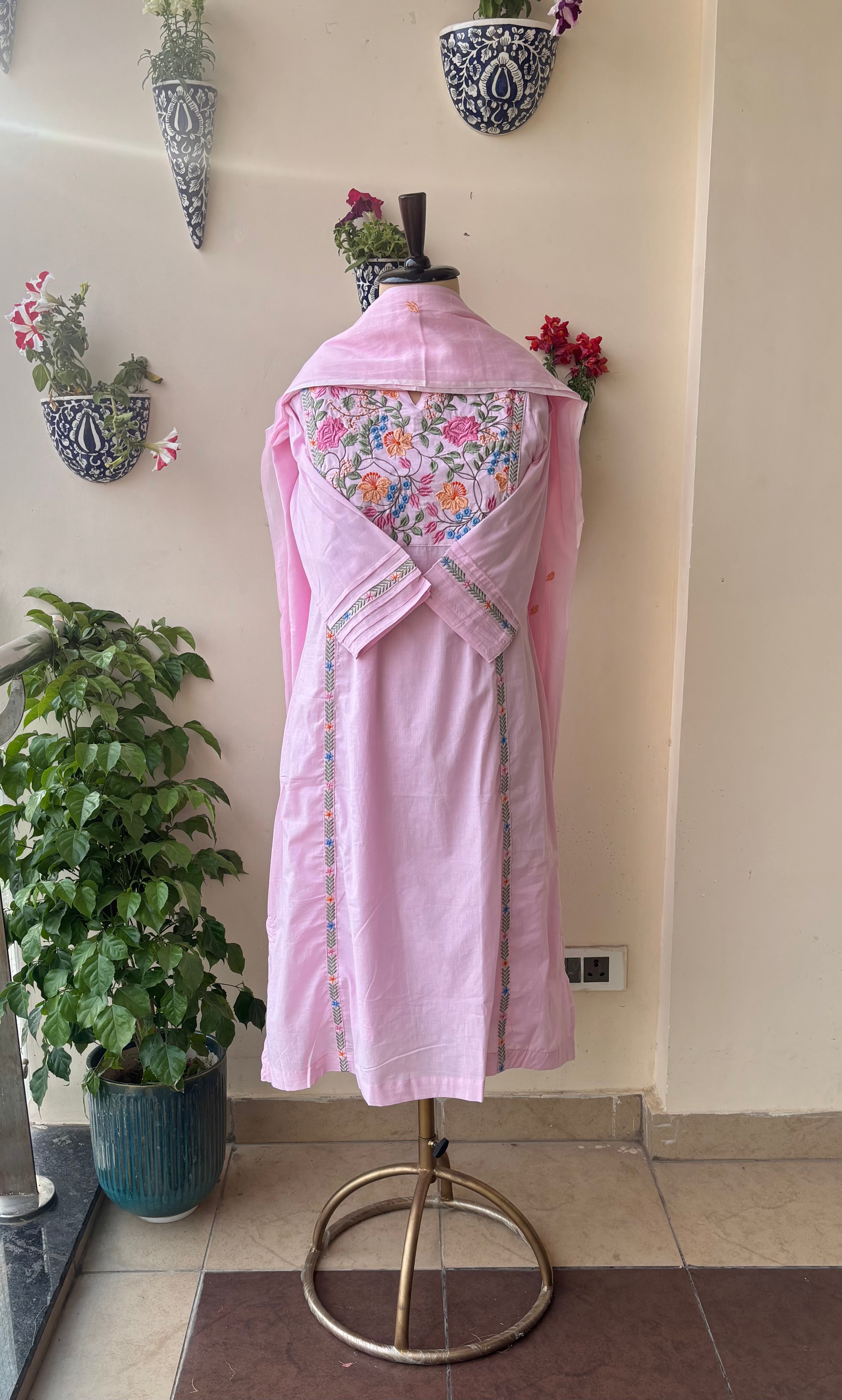 Embroidered Cotton Bloom Suit Set