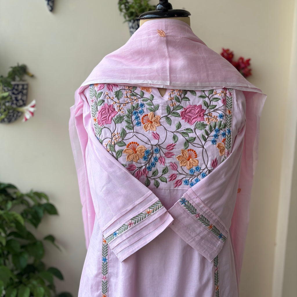 Embroidered Cotton Bloom Suit Set