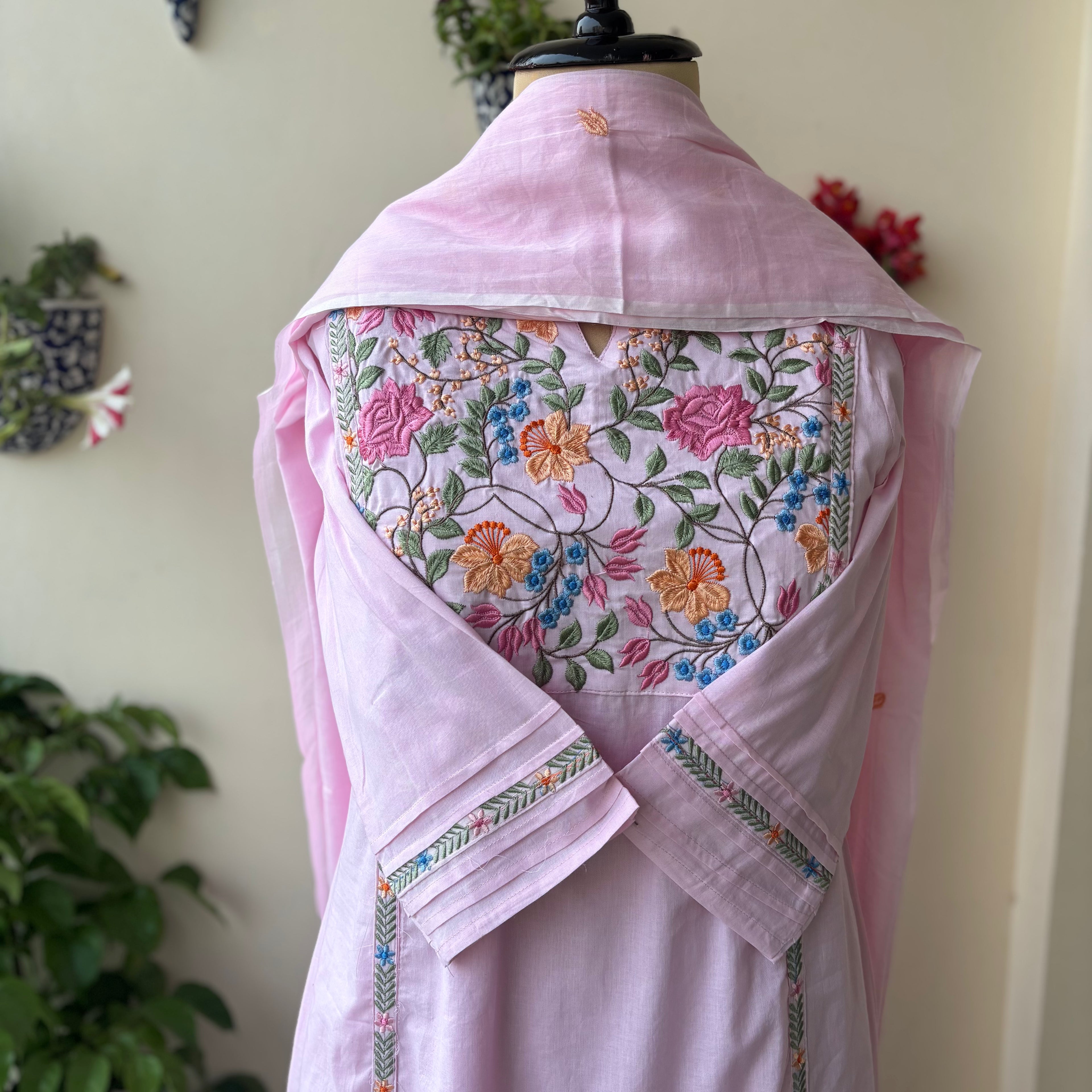 Embroidered Cotton Bloom Suit Set