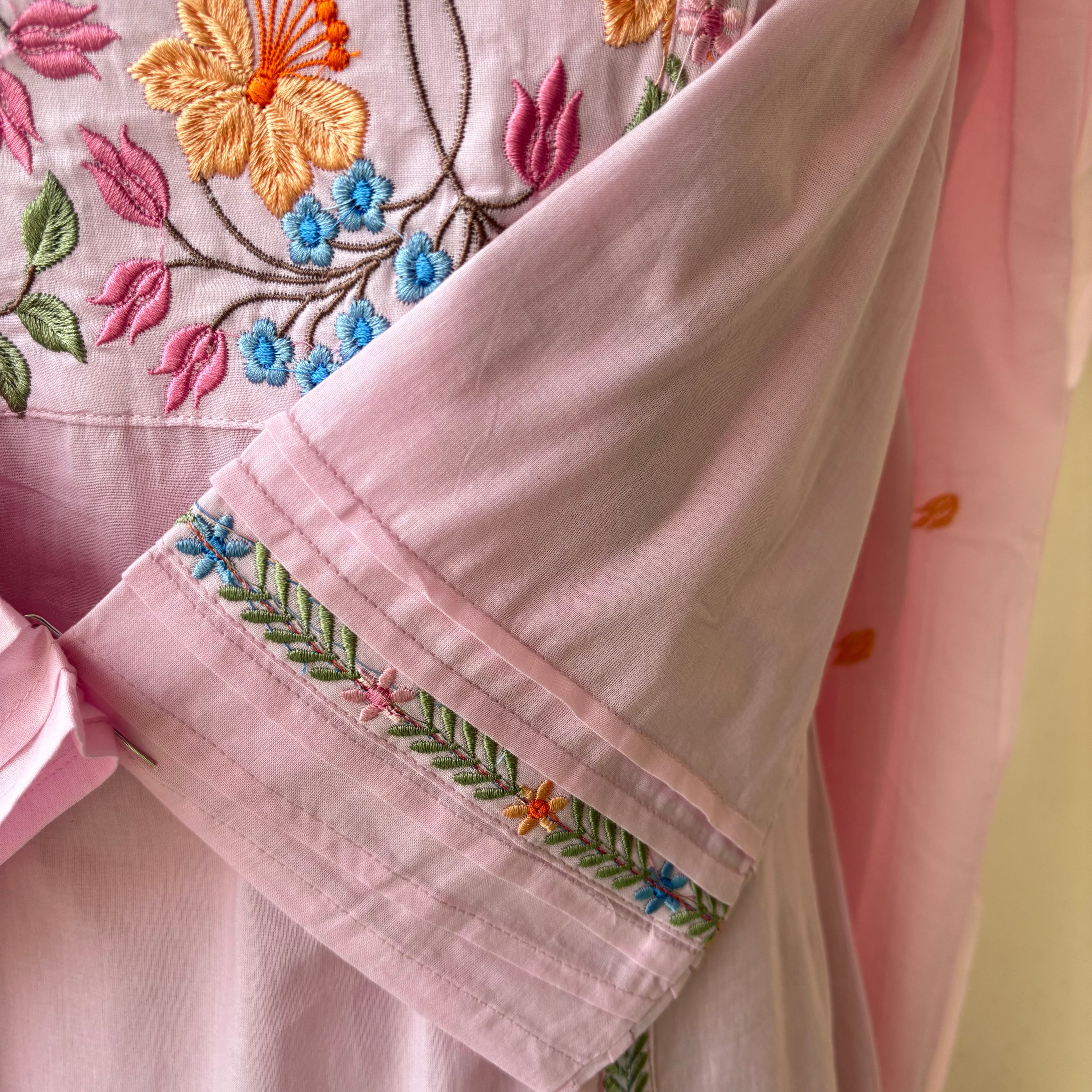 Embroidered Cotton Bloom Suit Set