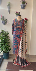 Indigo Cotton Mosaic Suit Set