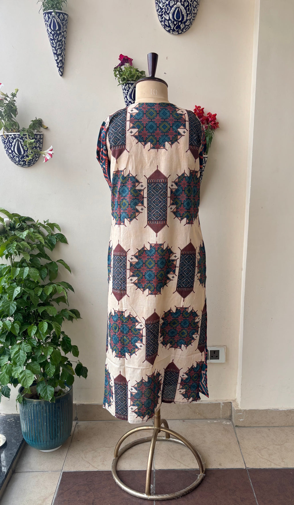 Indigo Cotton Mosaic Suit Set