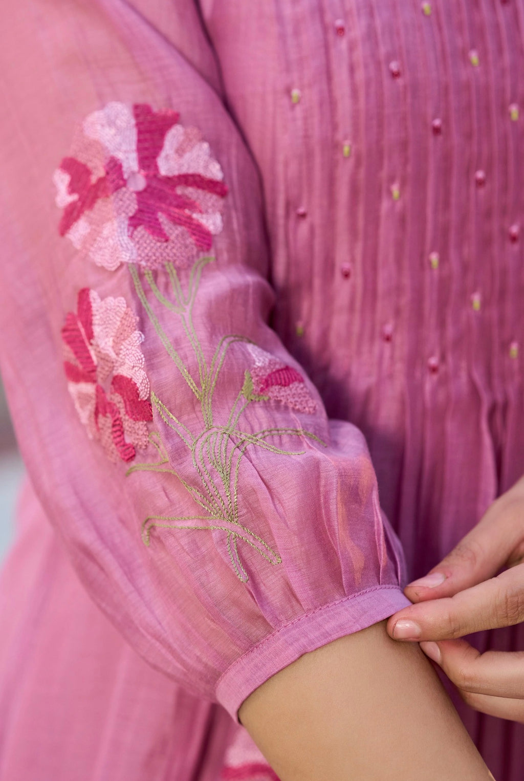 Mauve Mist Mul Chanderi Suit