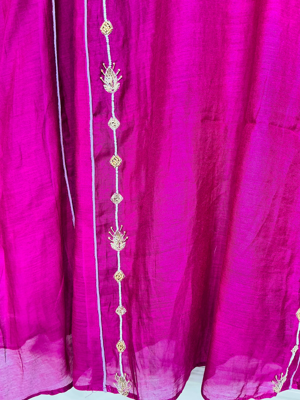 Wine Mul Chanderi with heavy Zardozi handwork