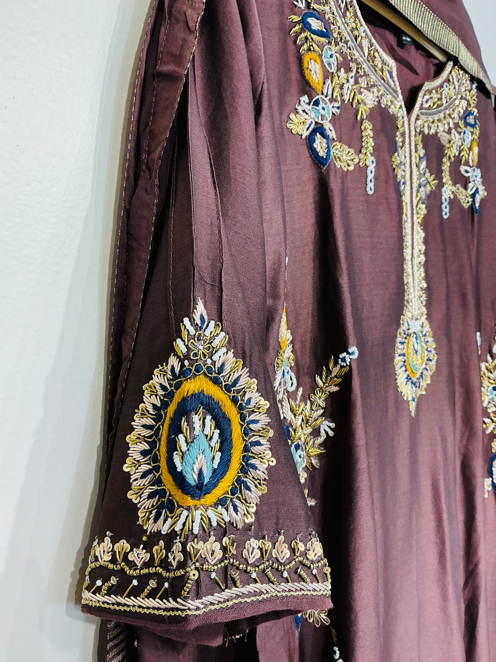Royal Brown Mul Chanderi  Zardozi Embroidered set