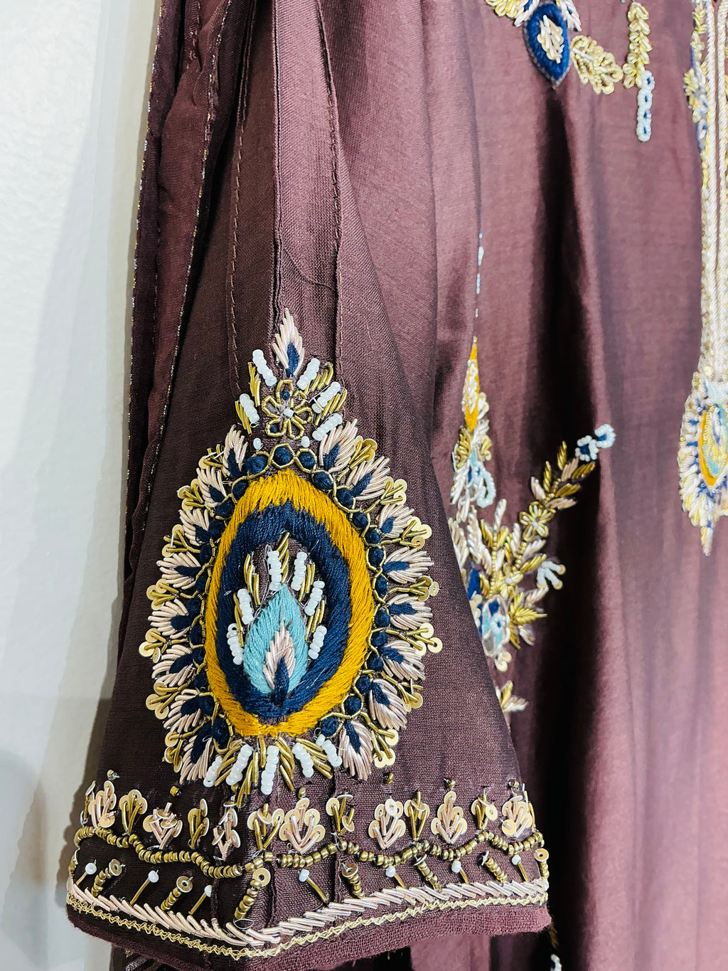 Royal Brown Mul Chanderi  Zardozi Embroidered set