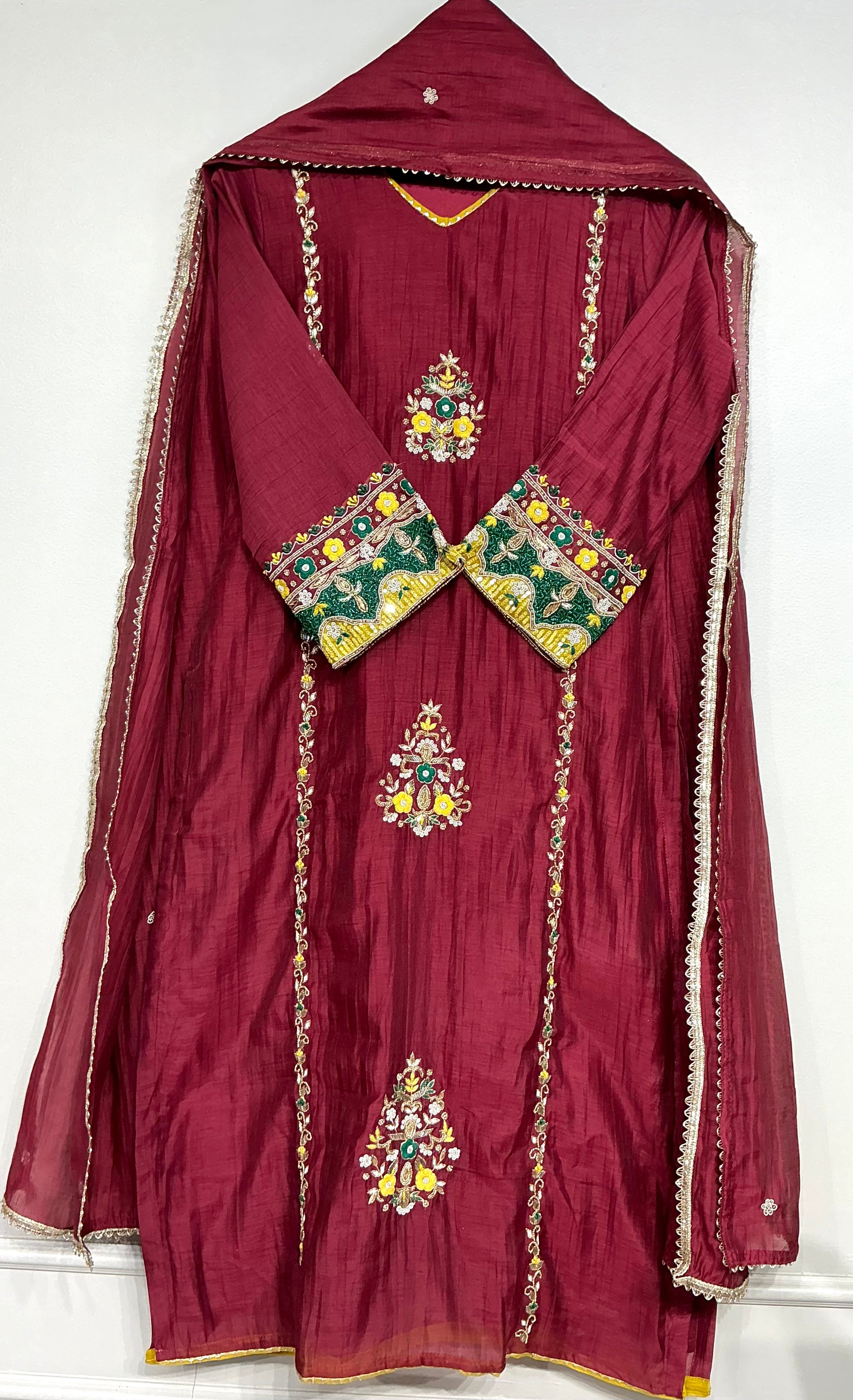 Burgundy Maroon Heritage Embroidered Set