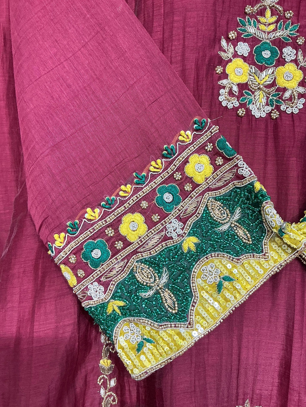 Burgundy Maroon Heritage Embroidered Set
