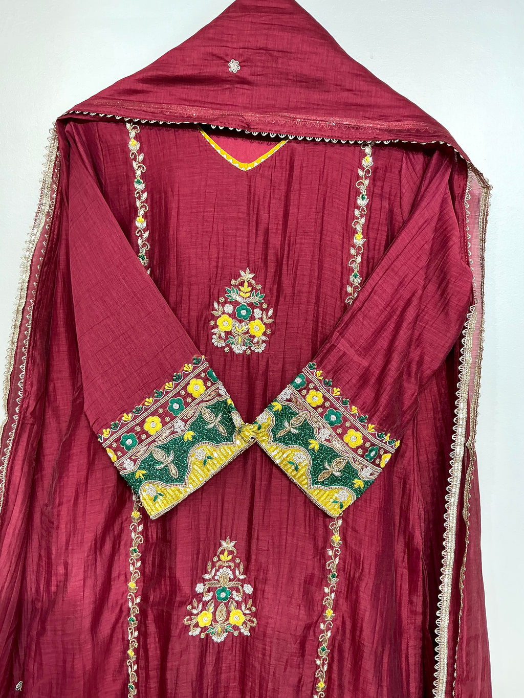 Burgundy Maroon Heritage Embroidered Set