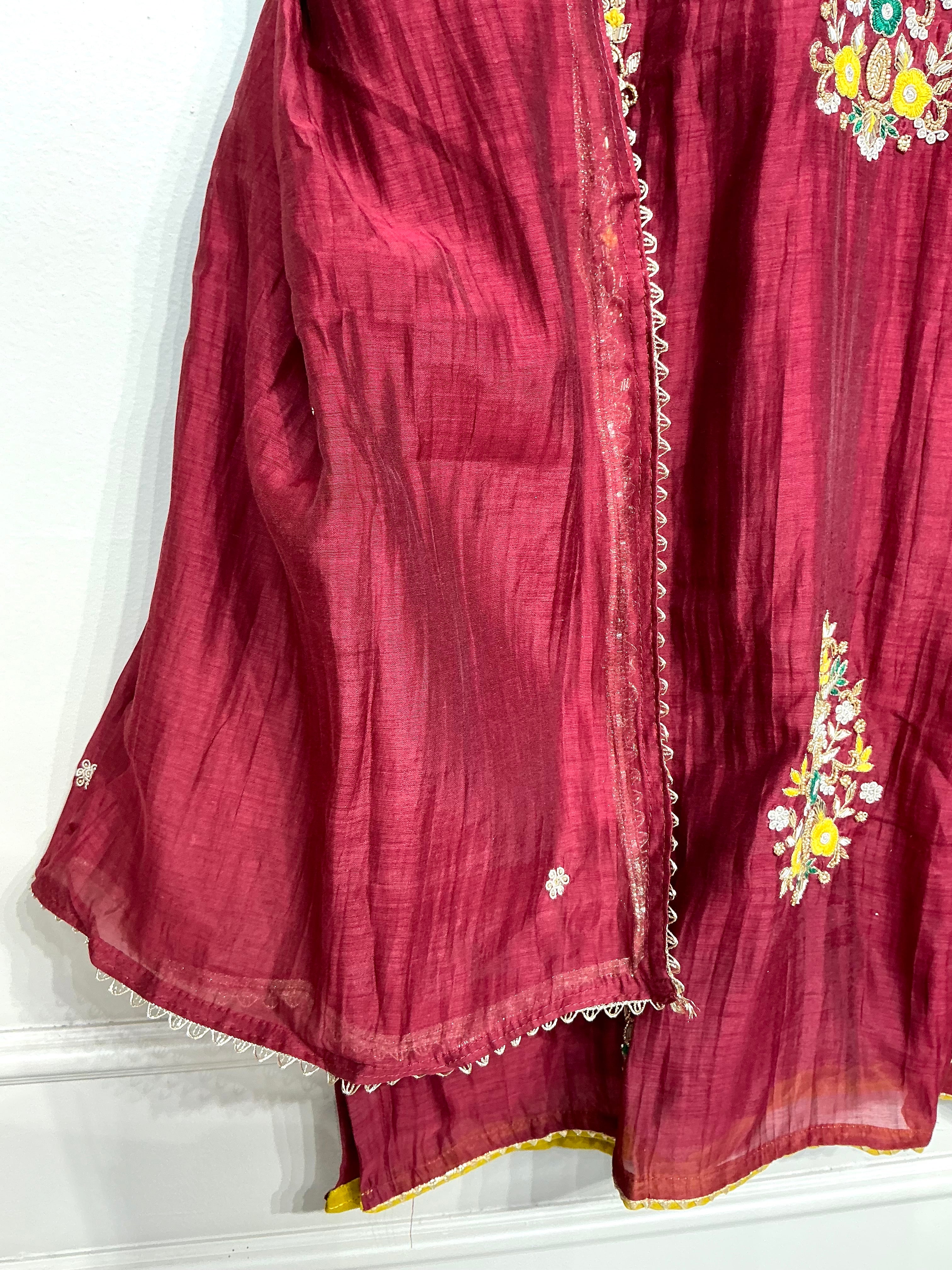 Burgundy Maroon Heritage Embroidered Set