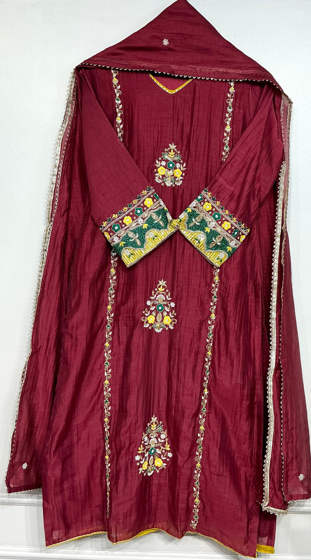 Burgundy Maroon Heritage Embroidered Set