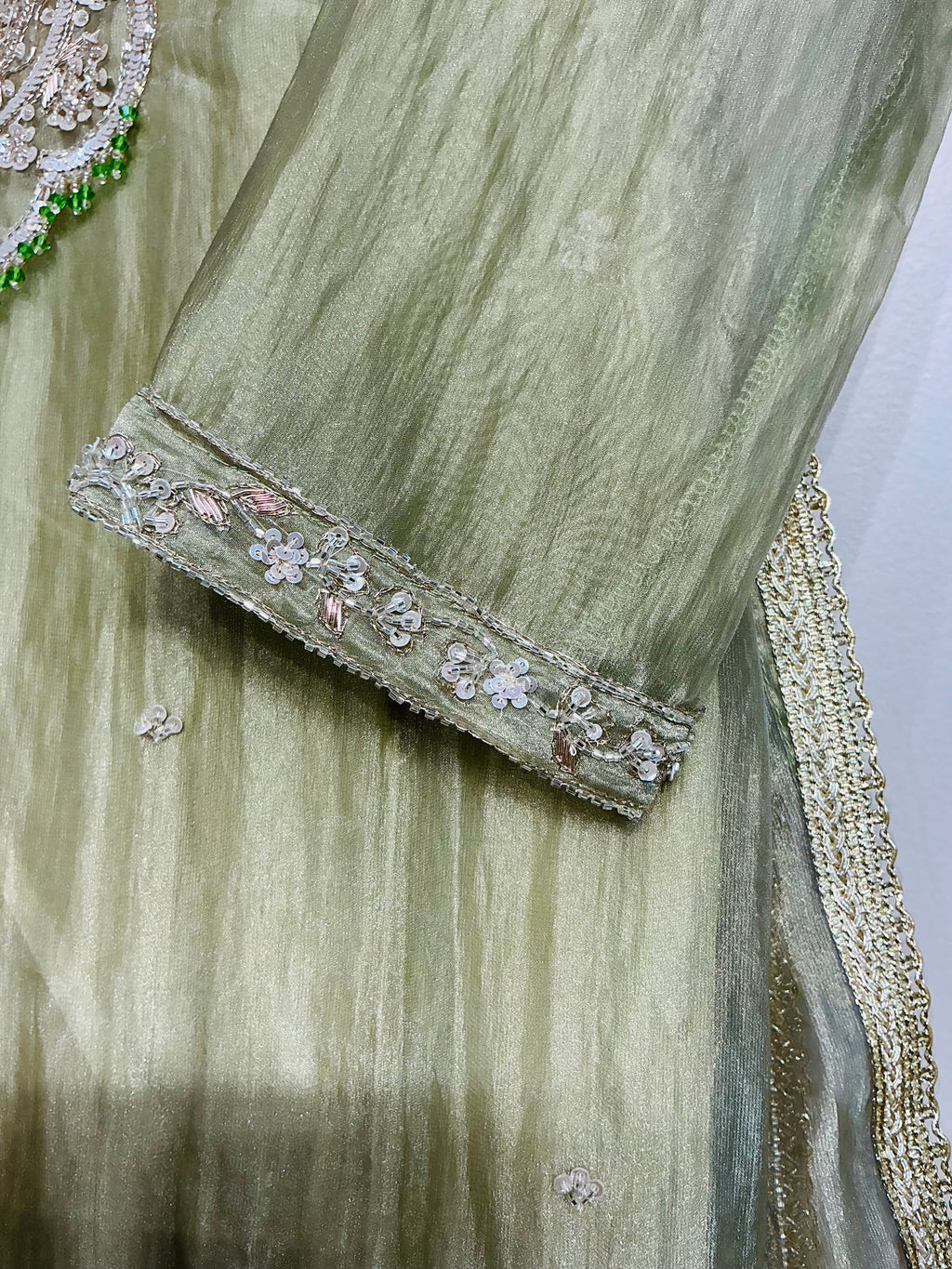 Pastel Green Salsa Zari Embroidered Set