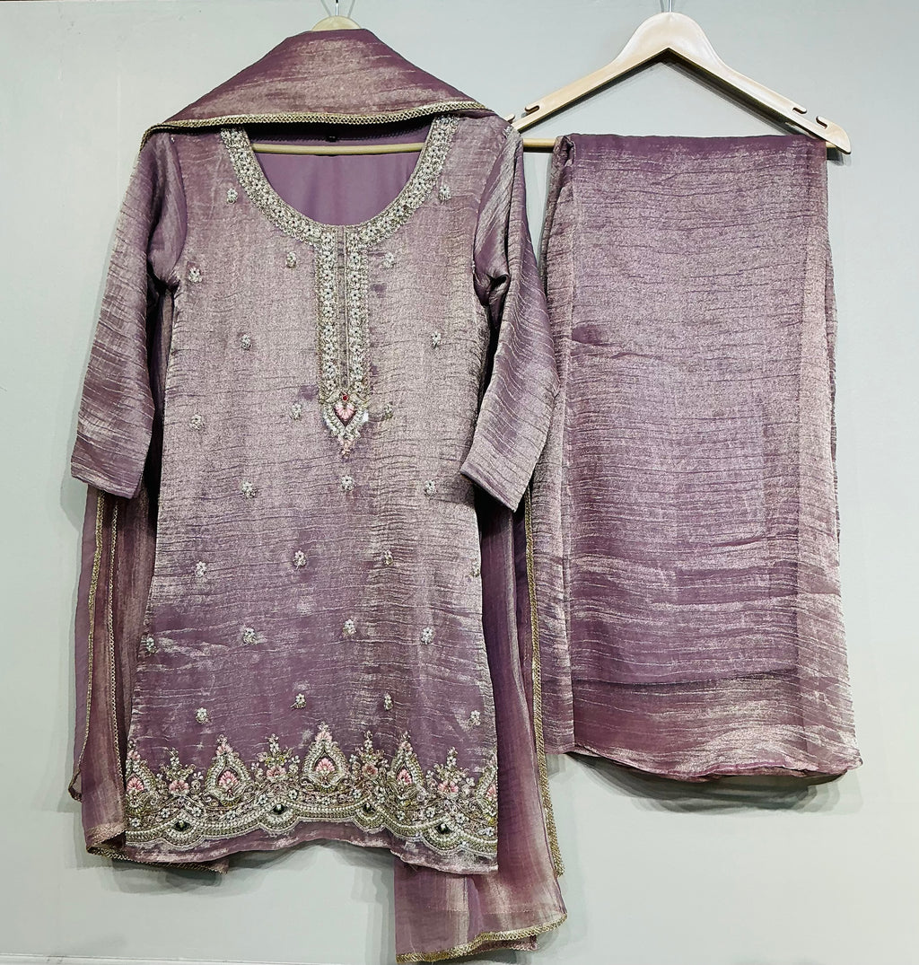 Crush Tissue Shimmer Pallazo Set