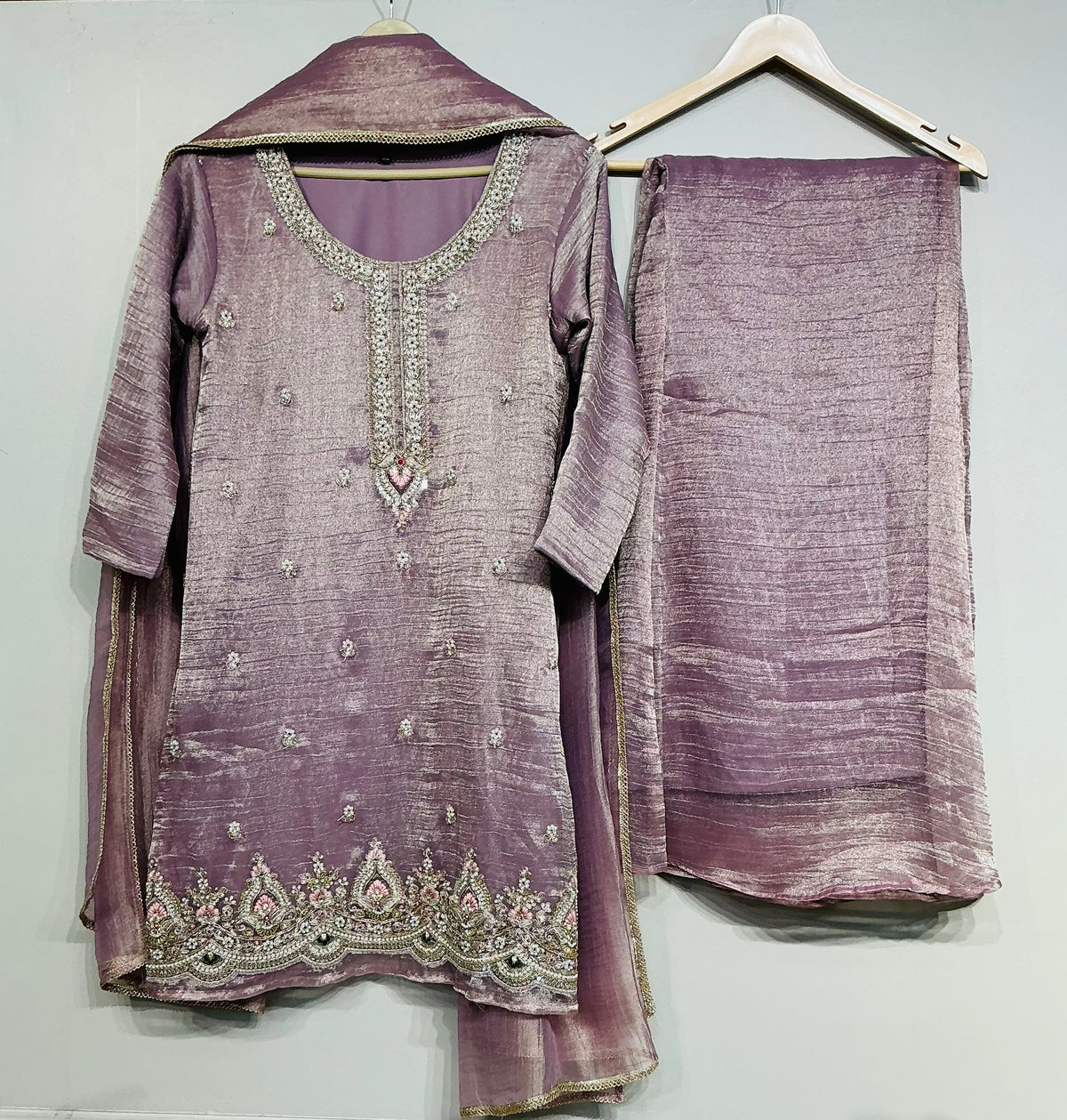 Crush Tissue Shimmer Pallazo Set