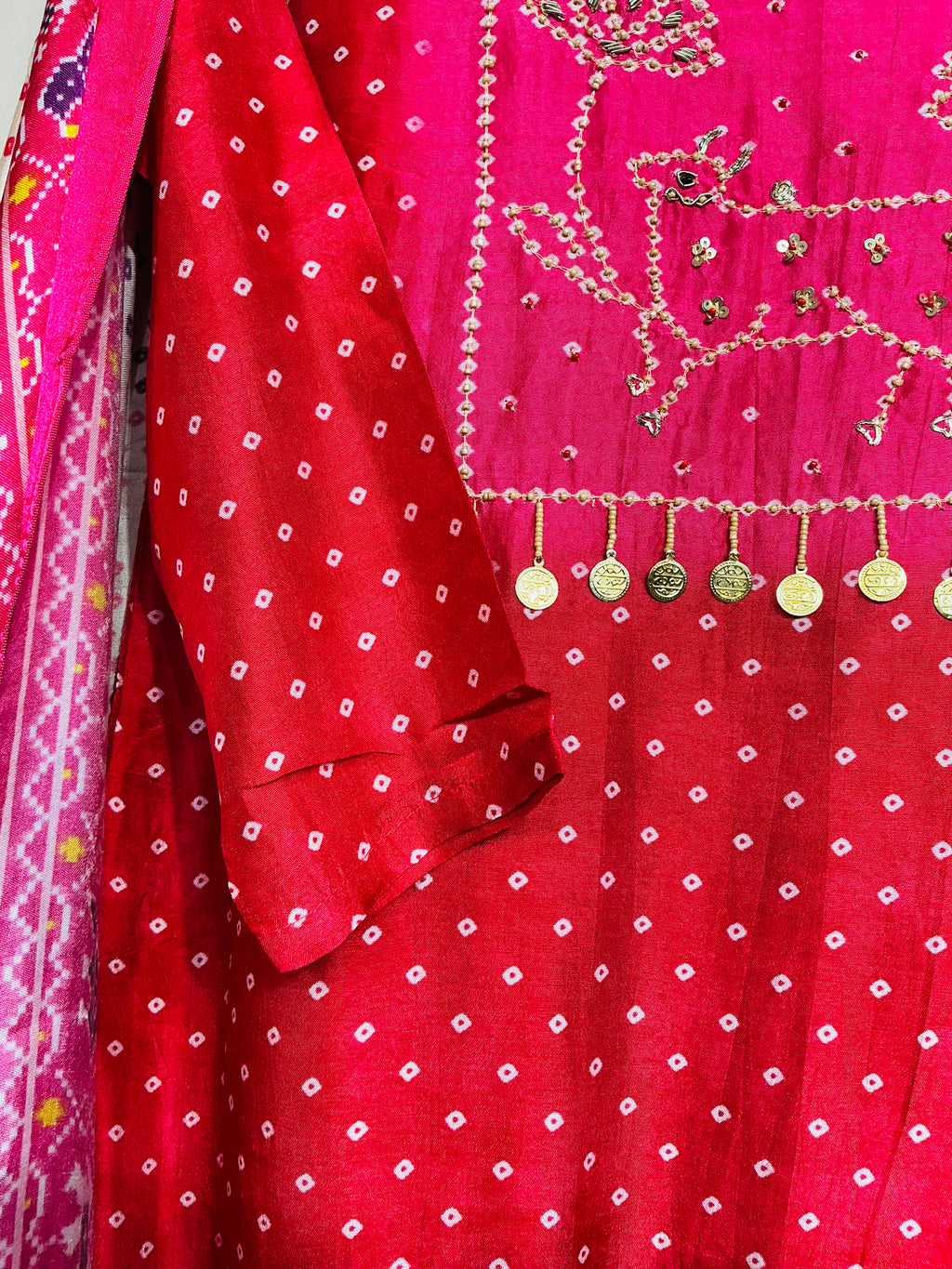 Red Raani Russian/Gajji Silk Suit Set