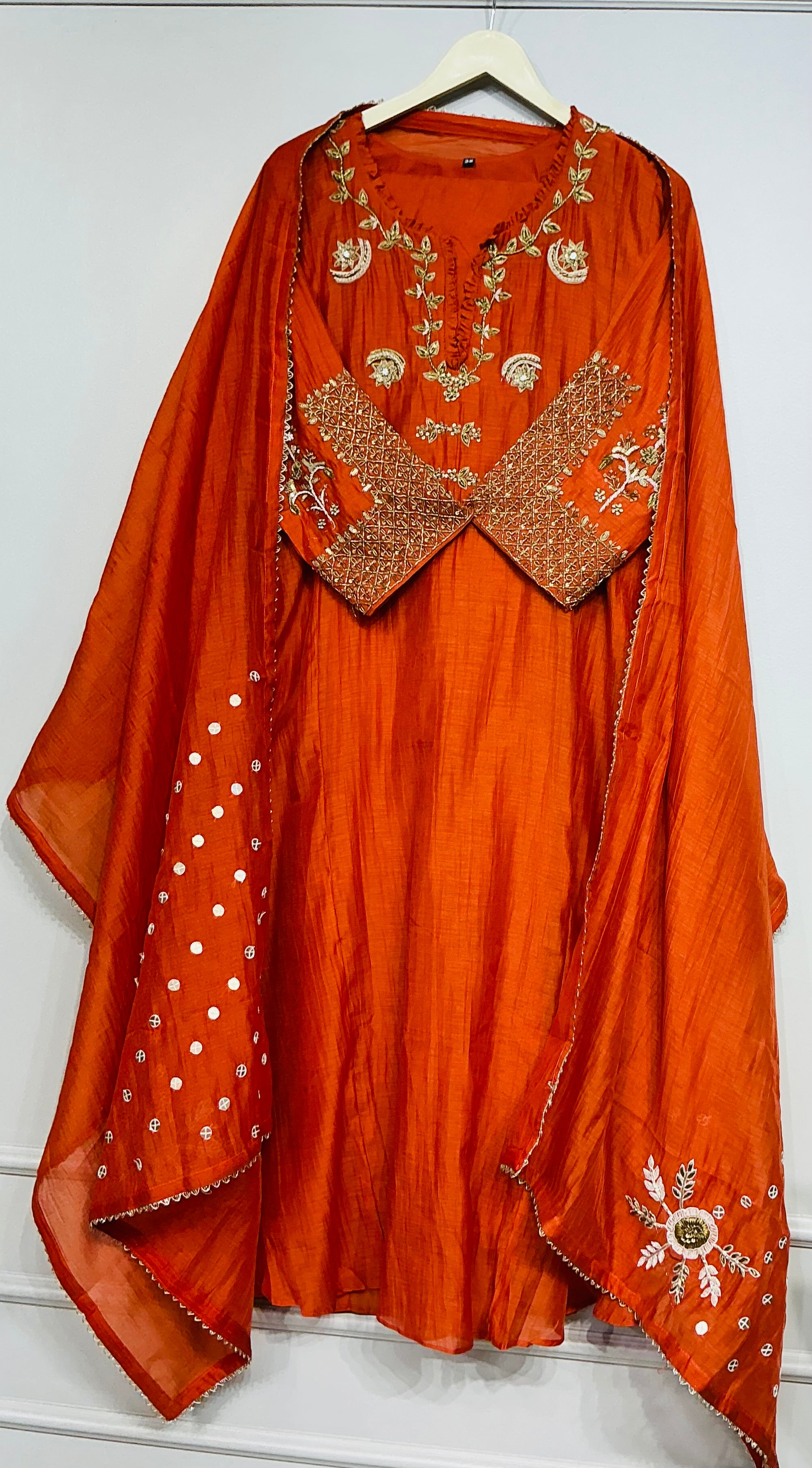 Burnt  Orange - Amber Zari Embroidered Suit Set