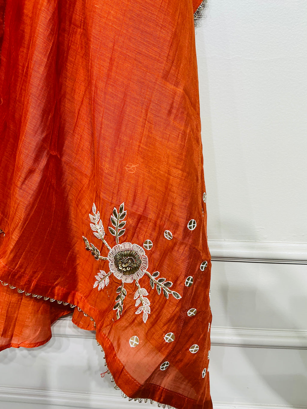 Burnt  Orange - Amber Zari Embroidered Suit Set