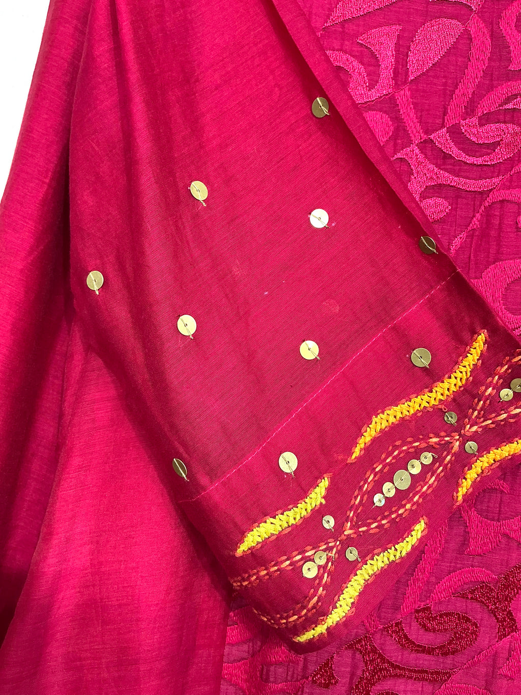 Berry Pink Brasso Kantha Embroidered Suit Set