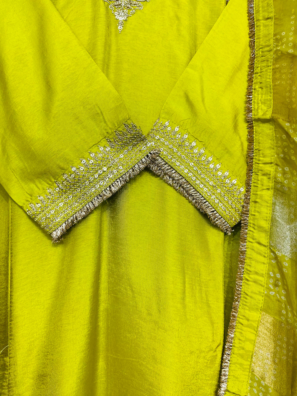 Lime Zari Detailing Suit Set